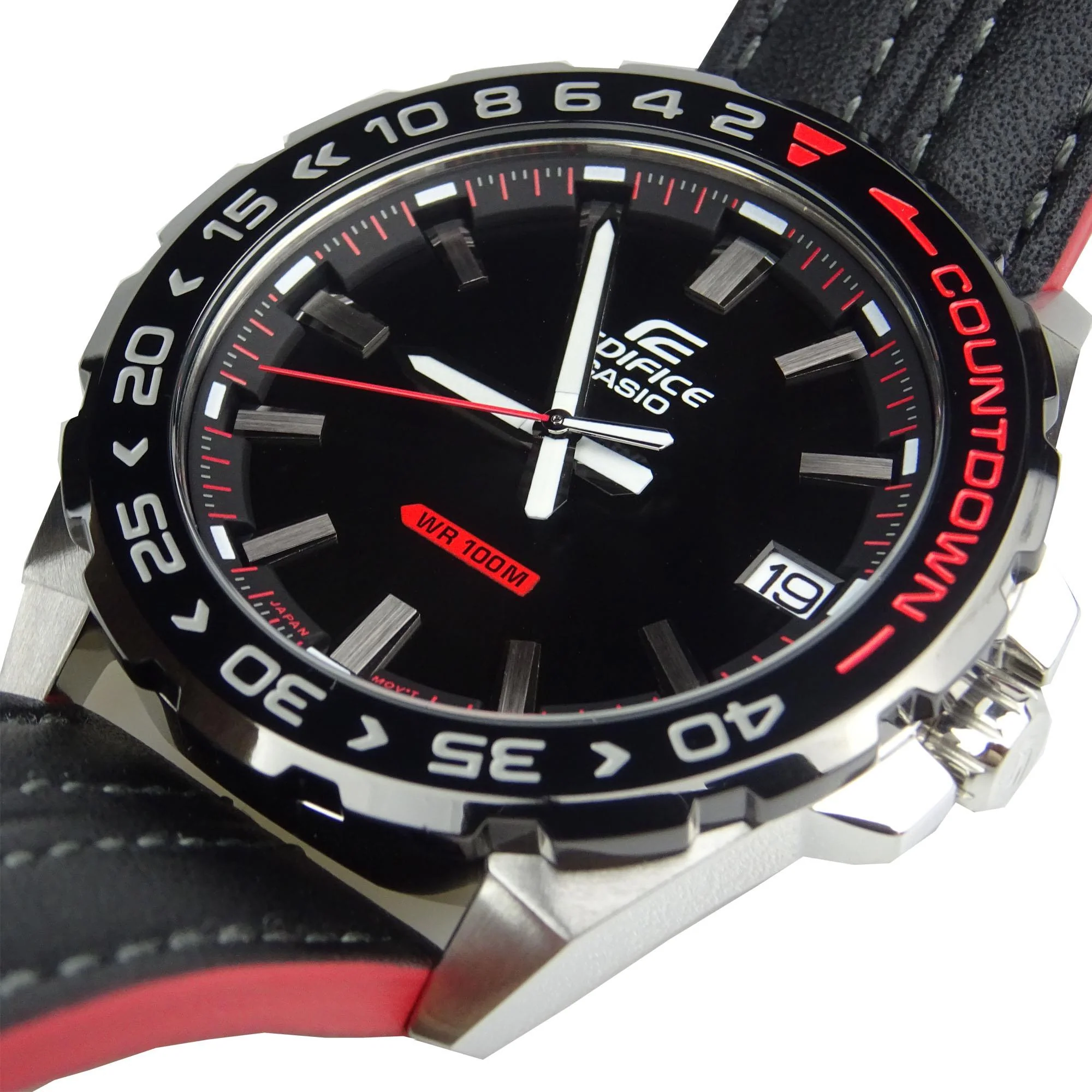 EX-DISPLAY Casio Edifice Quartz Countdown Bezel Stainless Steel Case Black Leather Strap Men's Watch EFV-120BL-1AVUEF - ED - Image 6
