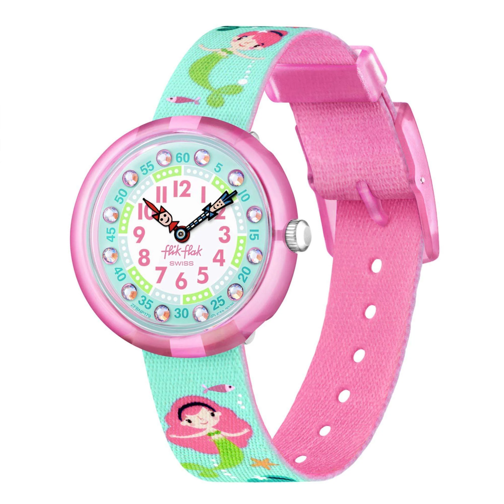 Flik Flak Mermailicious Quartz Blue Dial Blue Fabric Strap Kids FBNP179 - Image 5