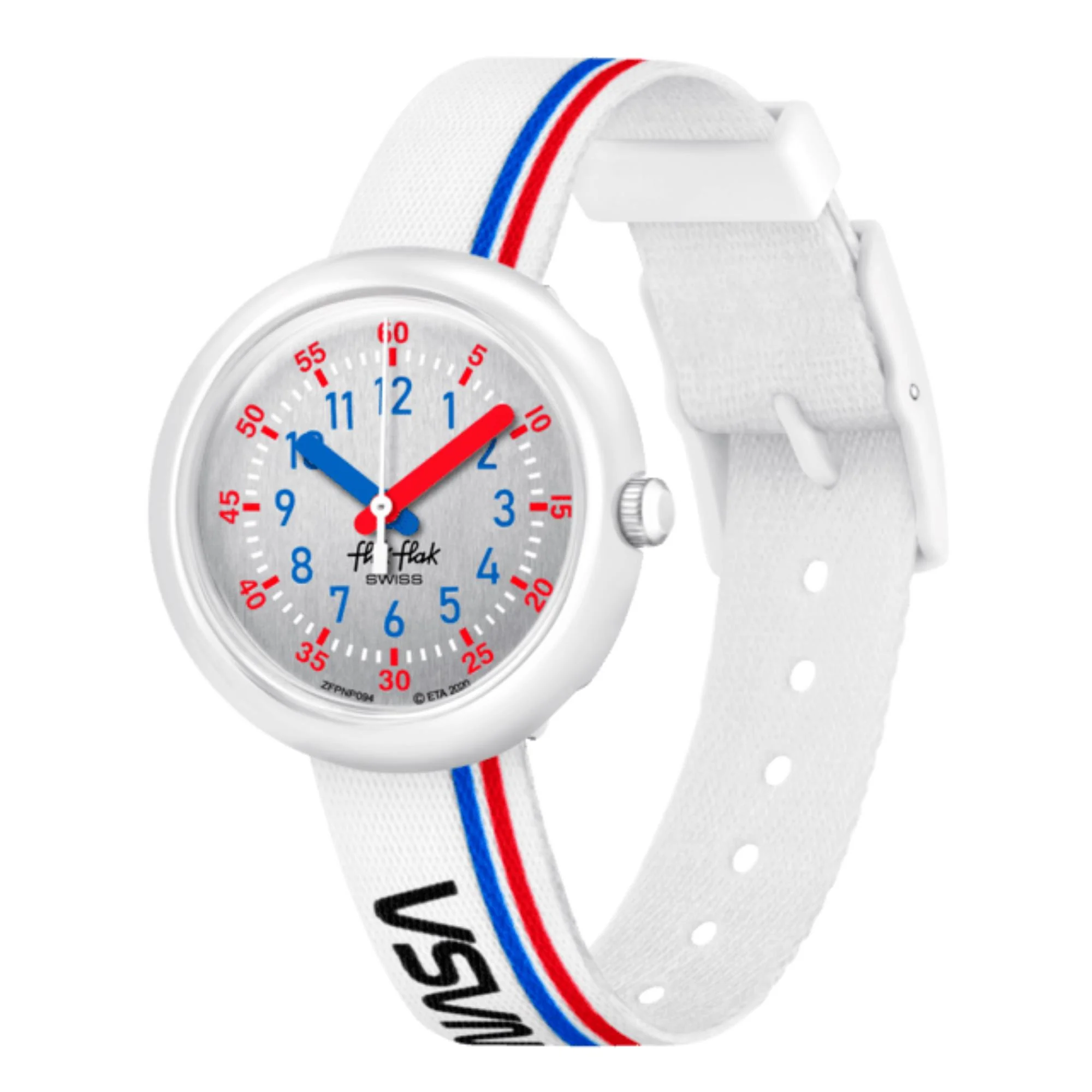 Flik Flak 3-2-1 Liftoff! Quartz Silver Dial White Recycled PET Strap Children's Watch FPNP094 - Image 5