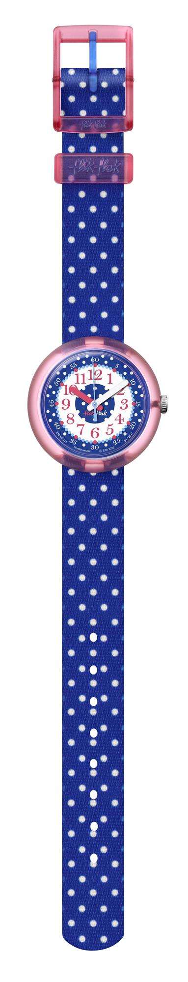 Flik Flak Blue Crumble White Spotty Fabric Strap Kids' Watch - Image 2
