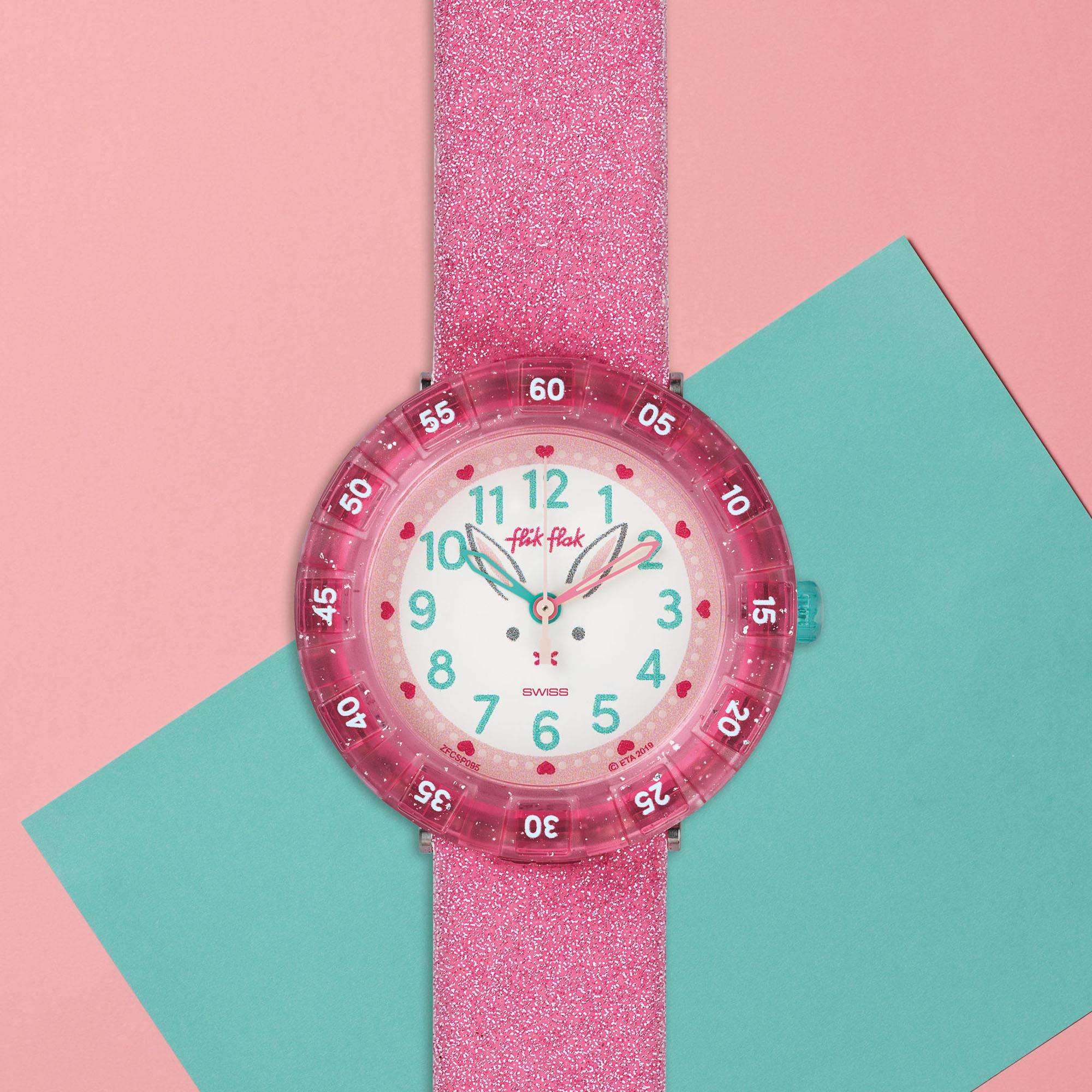 Flik Flak Bunnyaxus Quartz White Dial Pink Silicone Strap Girls Watch  FCSP095 - Image 2