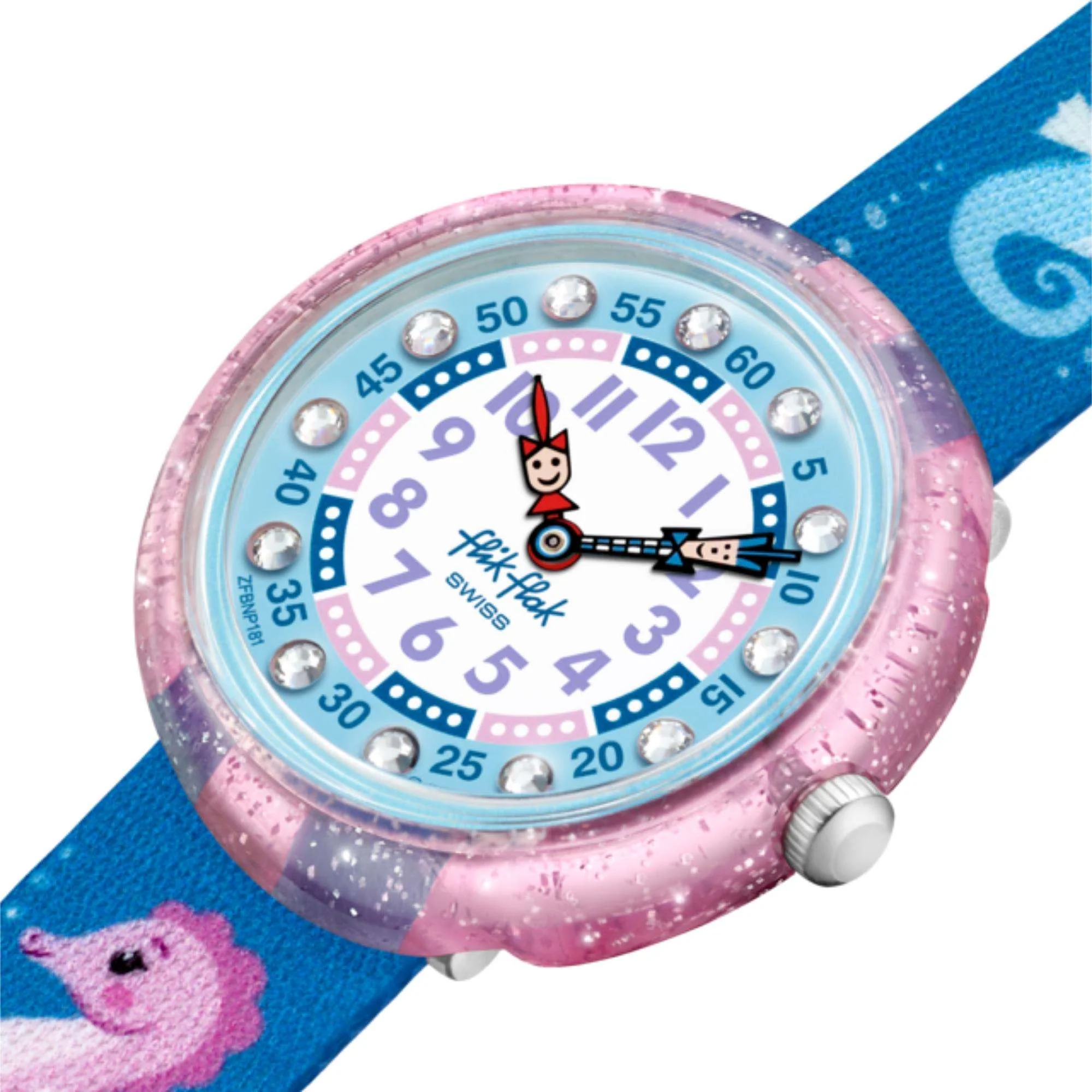 Flik Flak Cavalluccio Two Tone Dial Blue Textile Strap Childrens Watch FBNP181 - Image 4