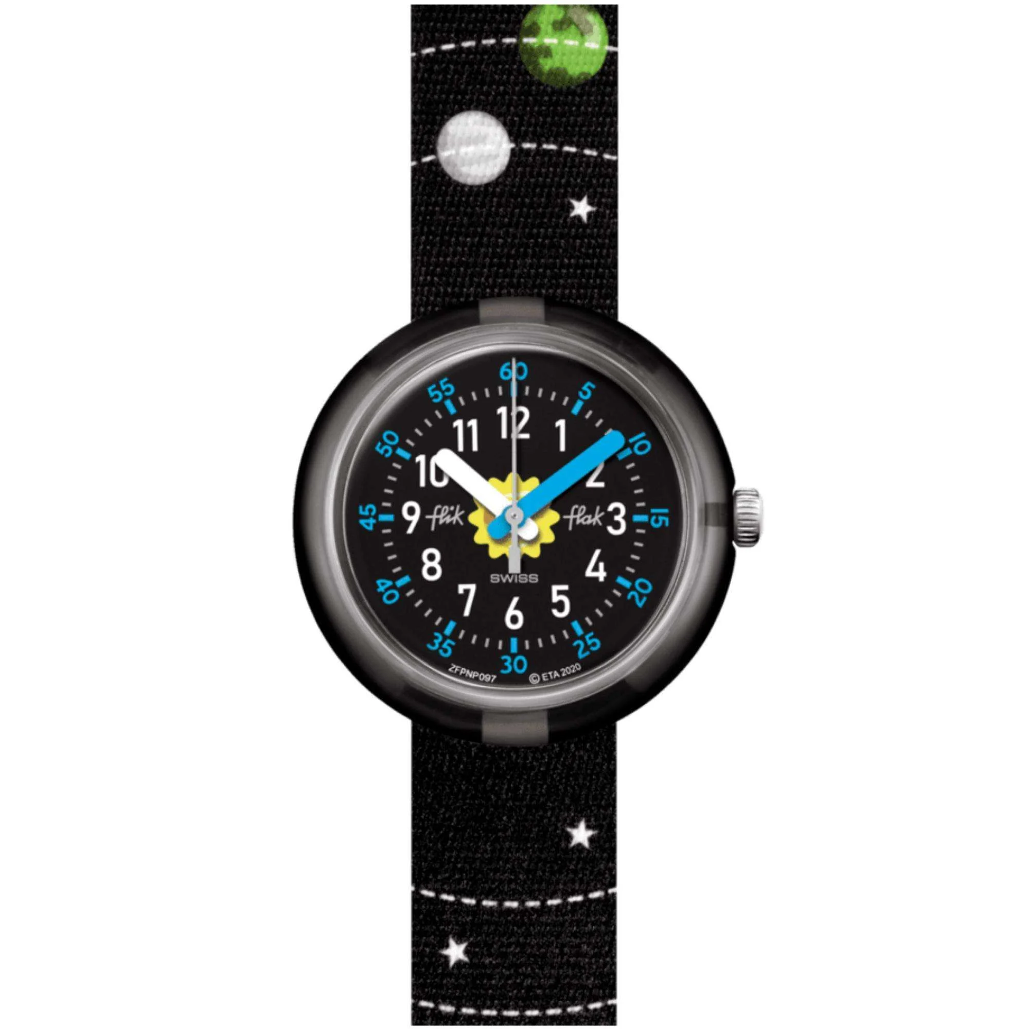 Flik Flak Solar System Quartz Black Dial Black Recycled PET Strap Children’s Watch FPNP097 - Image 5