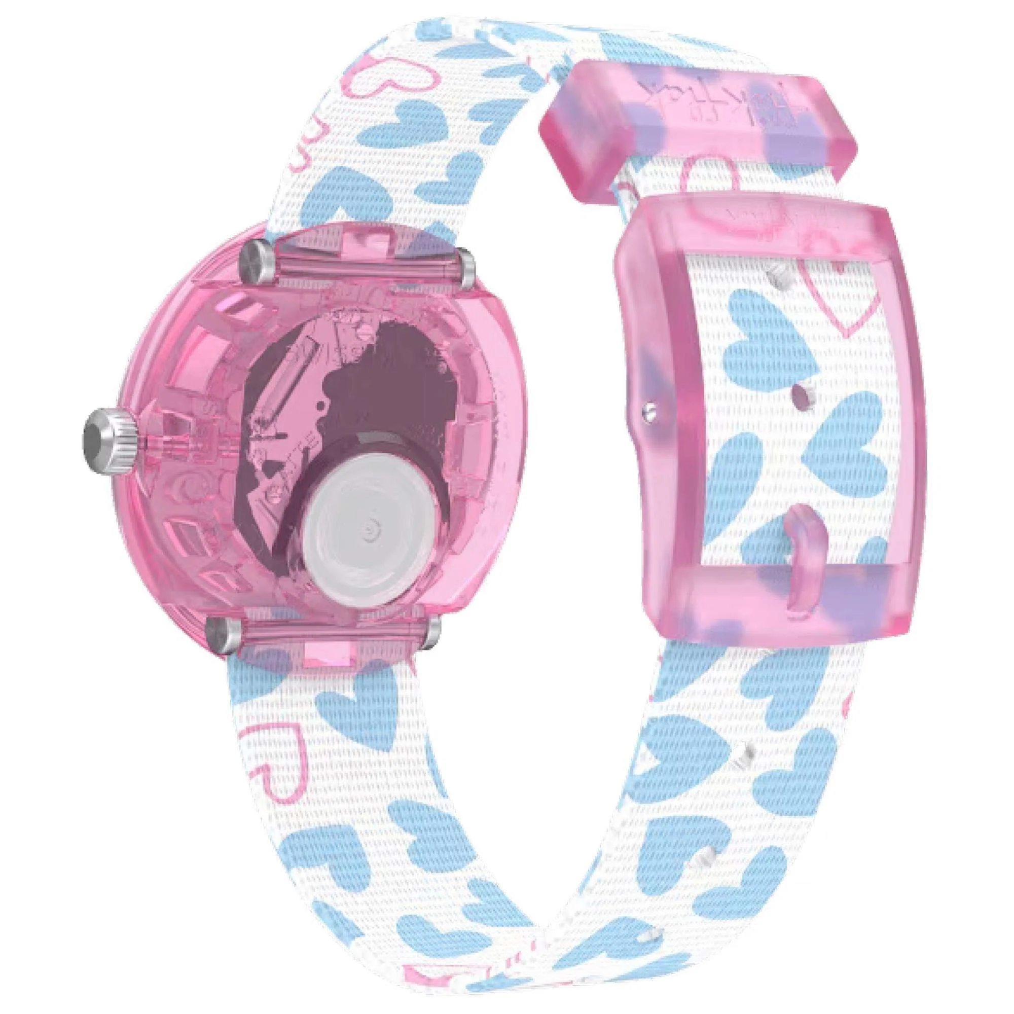 Flik Flak Colour Crush White Blue Fabric Heart Strap Kids Watch FBNP192 - Image 2