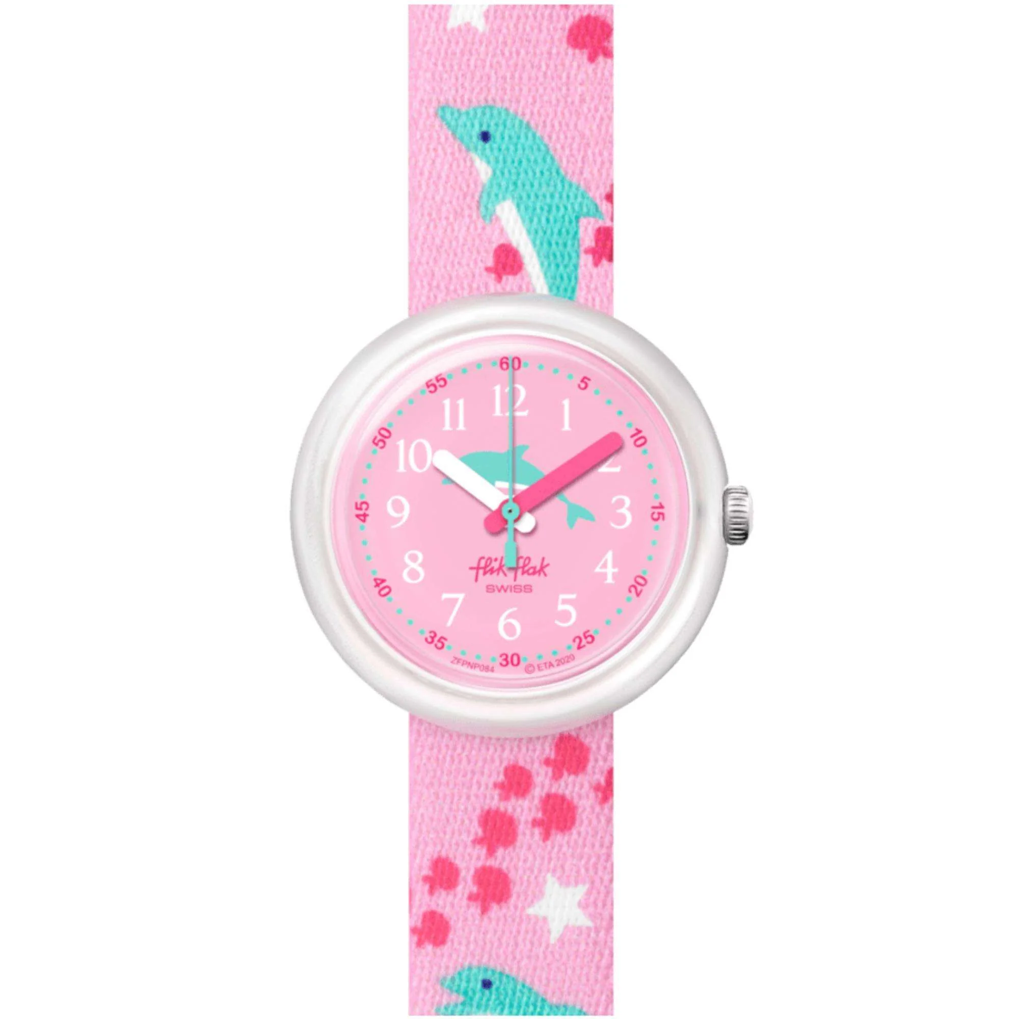Flik Flak Fintasea Quartz Pink Dial Pink Textile Strap Children’s Watch FPNP084 - Image 5