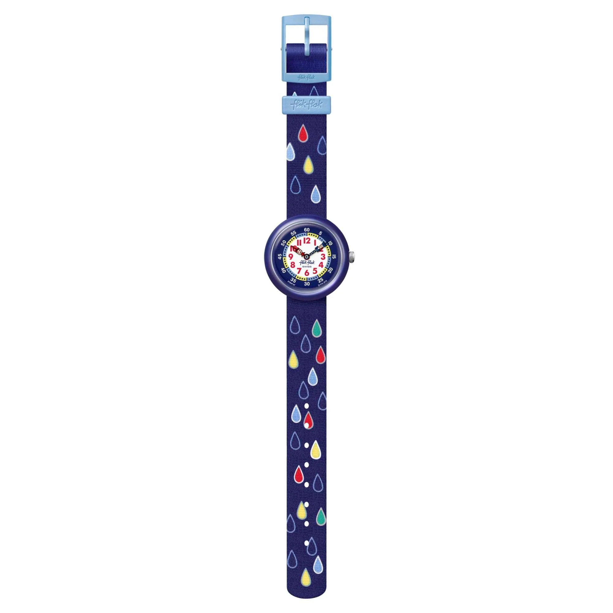 Flik Flak Garden Adventure Rain Drops Quartz Movement Blue Dial Textile Bracelet Boys Watch FBNP147 - Image 2