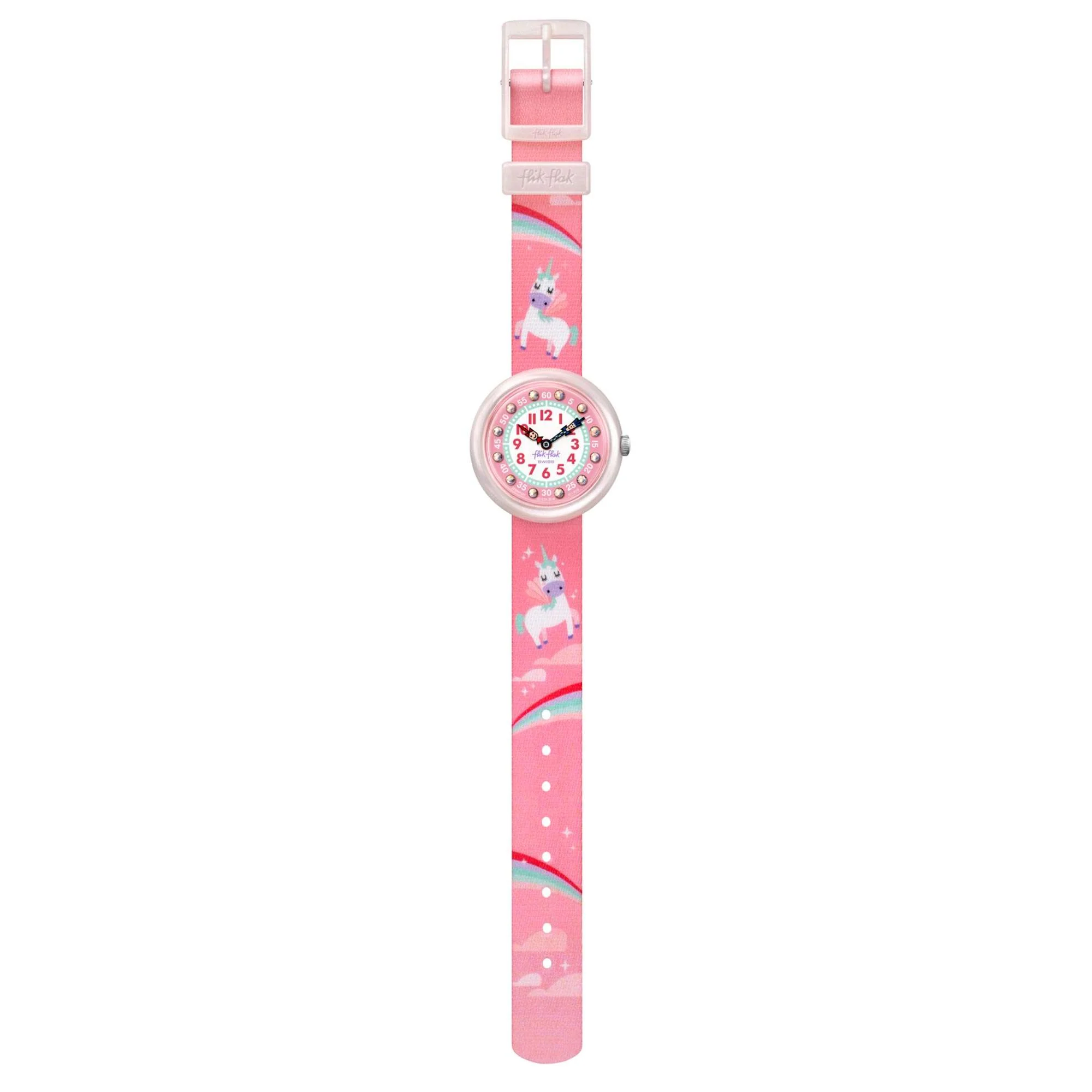 Flik Flak Up in the Sky Magical Dream Quartz Movement Pink Dial Textile Bracelet Kids Watch FBNP121 - Image 2