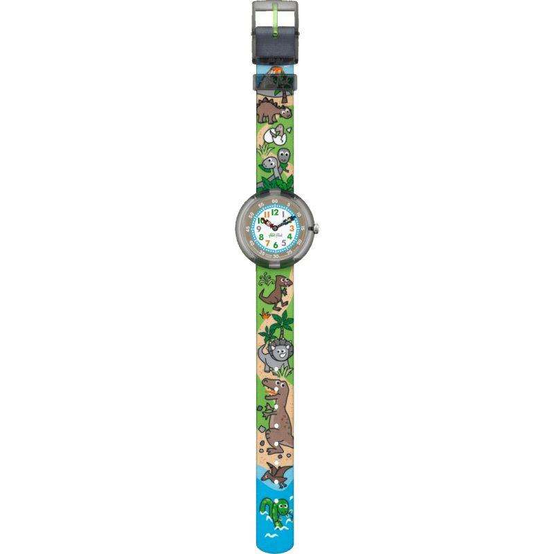 Flik Flak London Flower Pink Plastic Case Blue Textile Strap Kids Girls Watch 32mm FBNP080 - Image 5