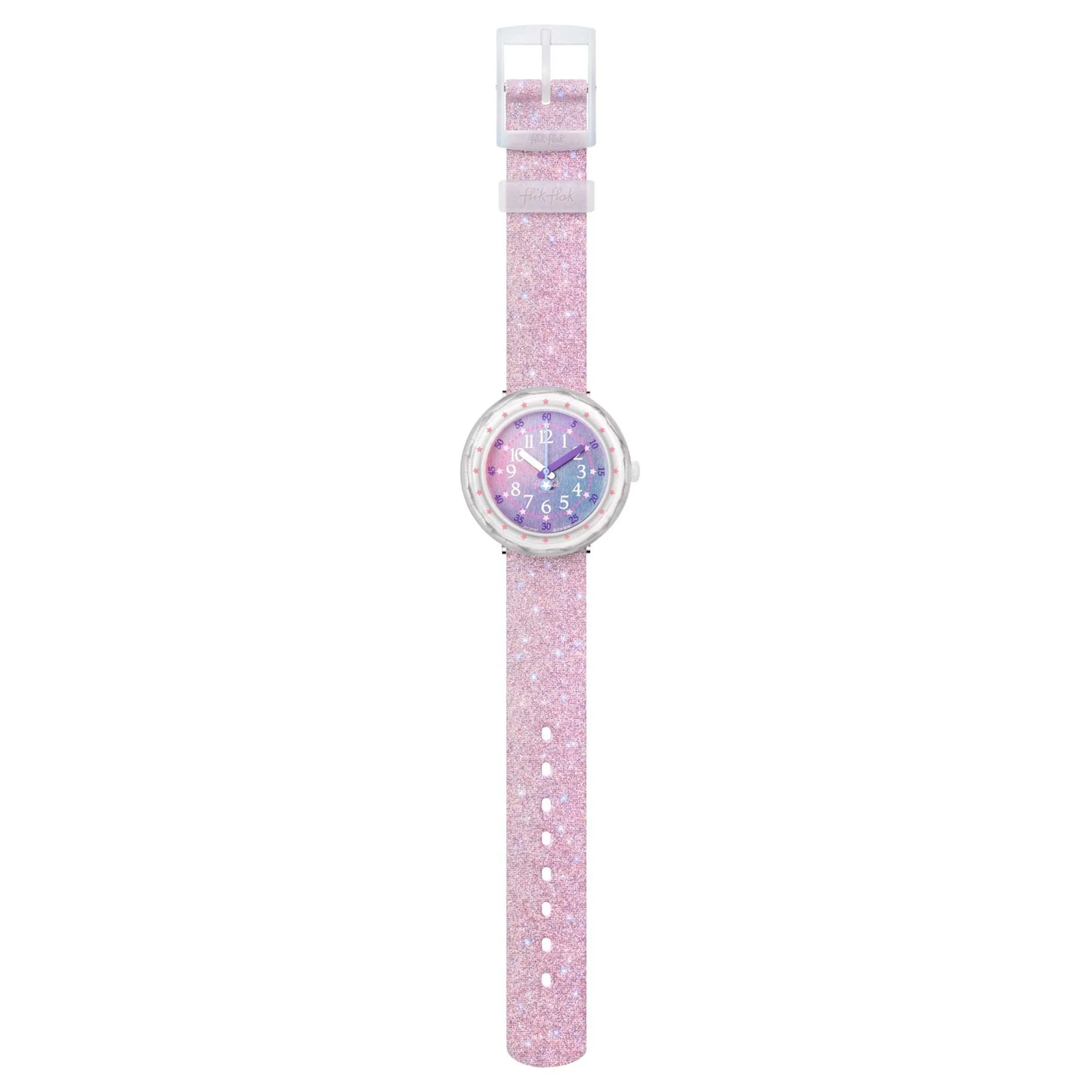Flik Flak Pearlaxus Quartz Pink Dial White Silicone Strap Girls Watch FCSP107 - Image 4