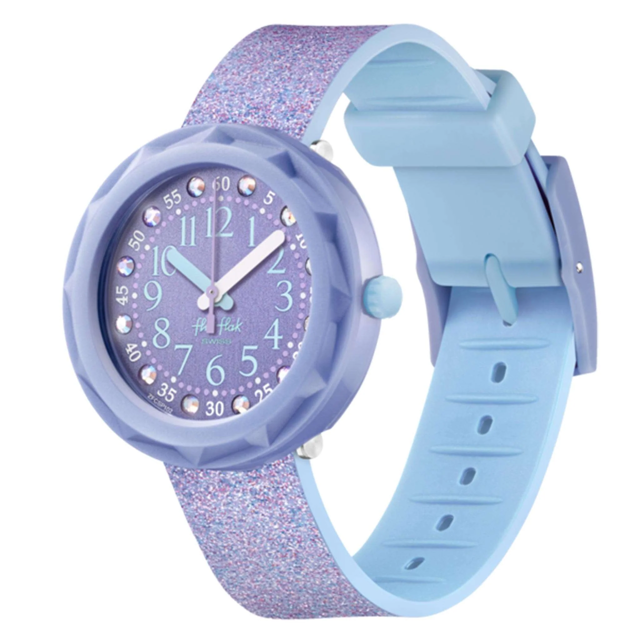 Flik Flak Shine Bright Lilaxus Quartz Movement Purple Dial Silicone Bracelet Girls Watch FCSP102 - Image 3