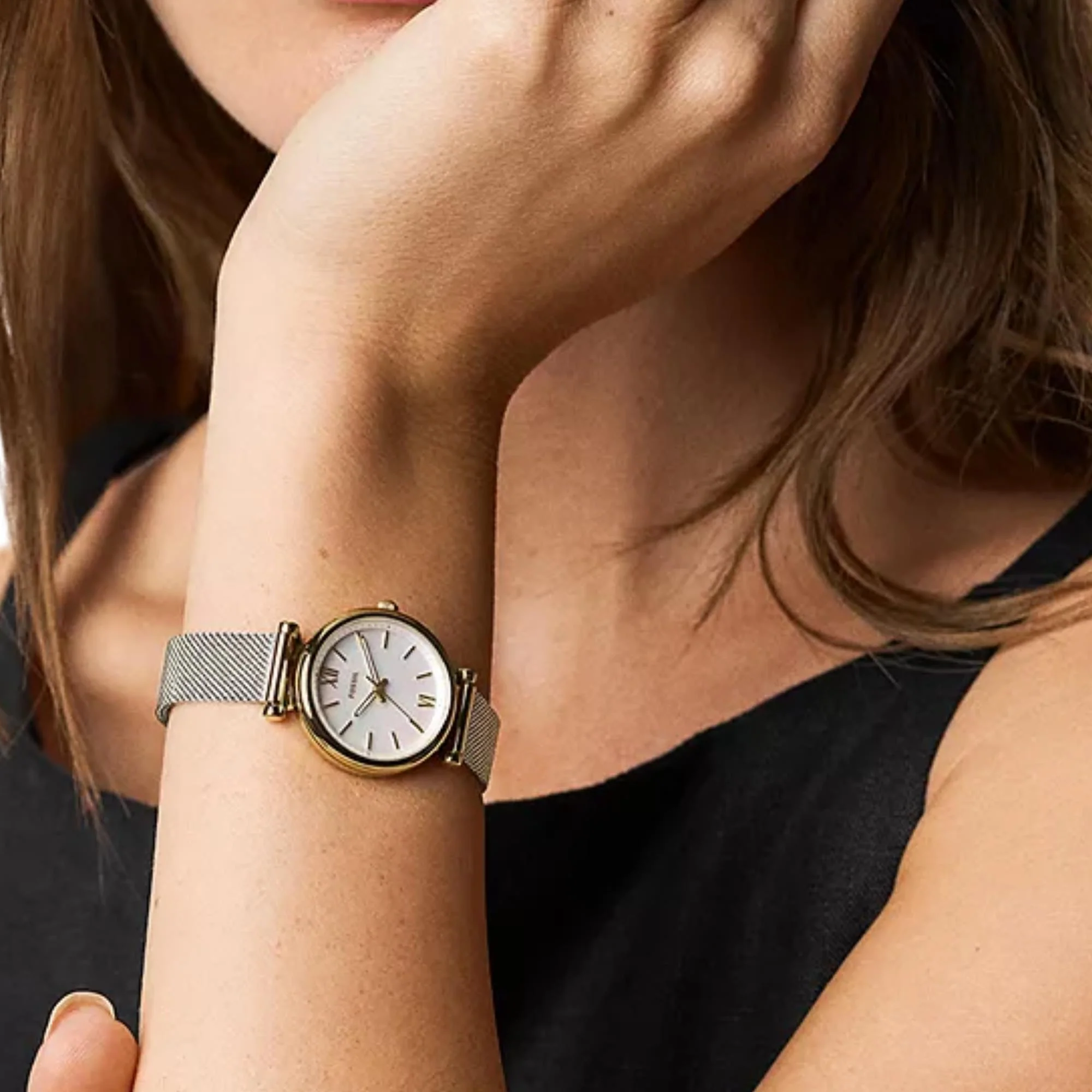 Fossil Carlie Mini Quartz Mother of Pearl Dial Steel Strap Women's Watch ES5463 - Image 2