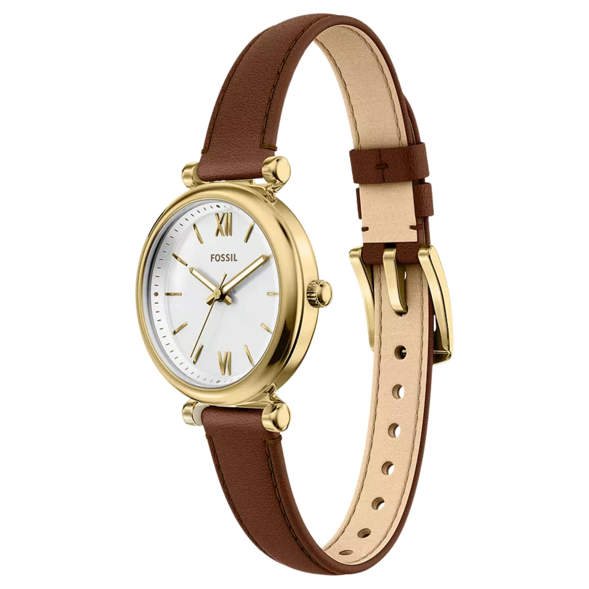Fossil Carlie Mini Quartz White Dial Leather Strap Women's Watch ES5464 - Image 3