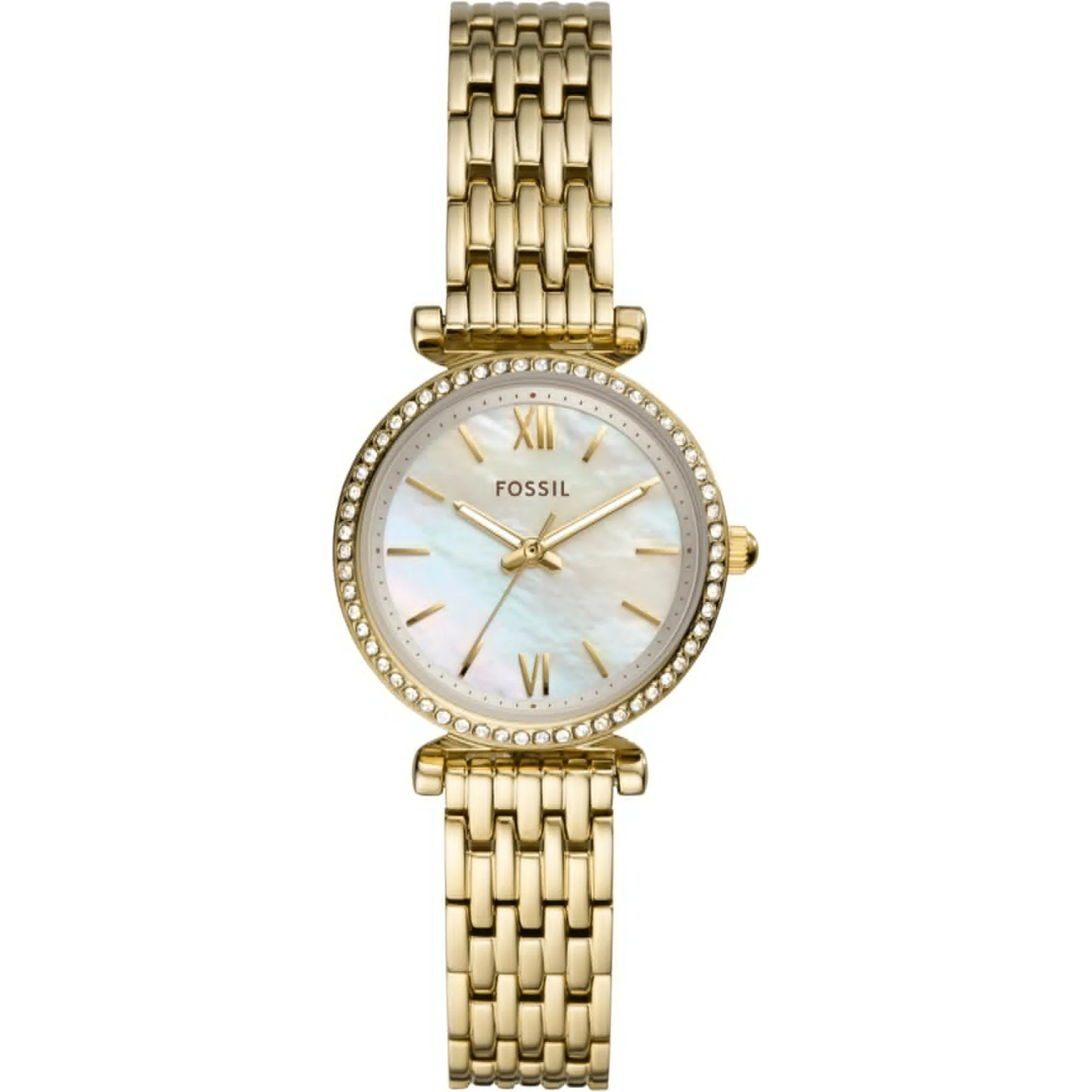 Fossil Carlie Mini Gold-Tone Stainless Steel White Dial Mother of Pearl Women's Watch ES4735 - Image 6
