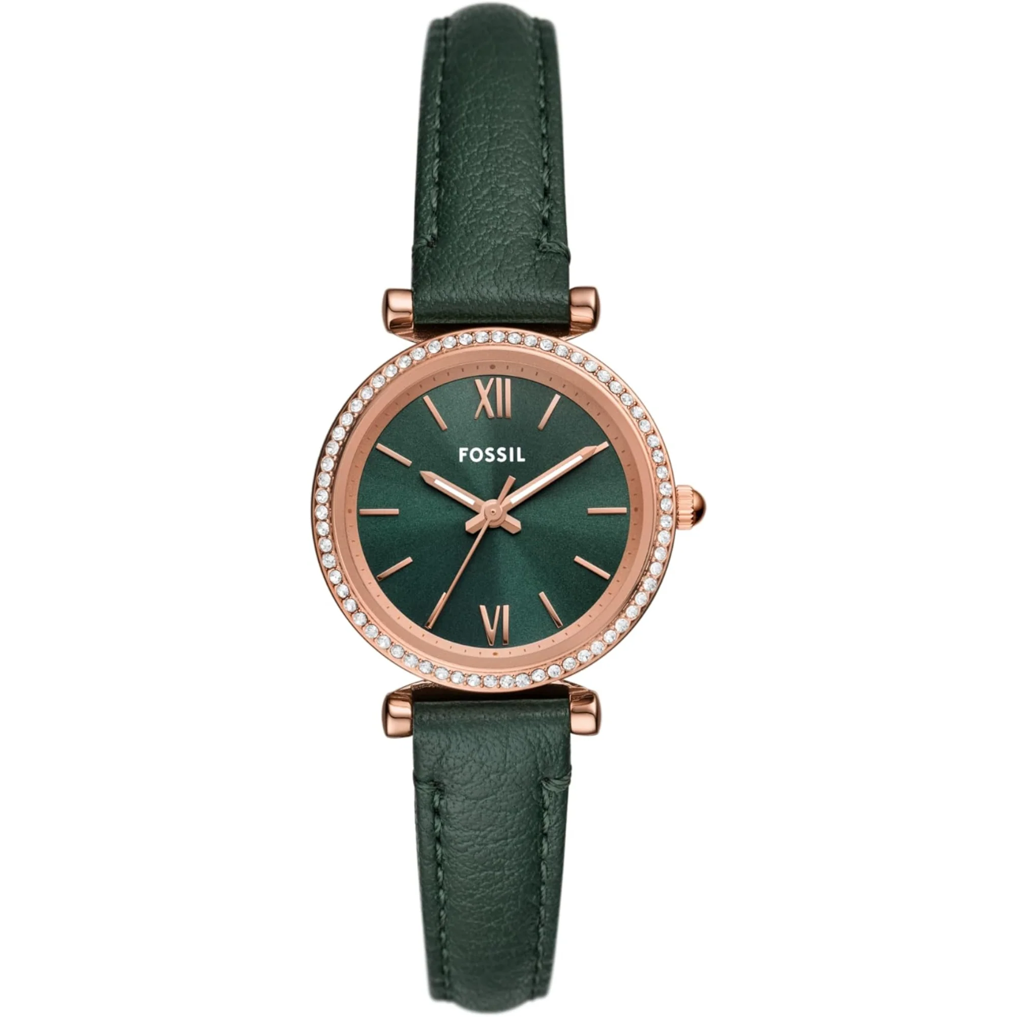 Fossil Carlie Green LiteHide™ Leather Green Dial Women’s Watch ES5370