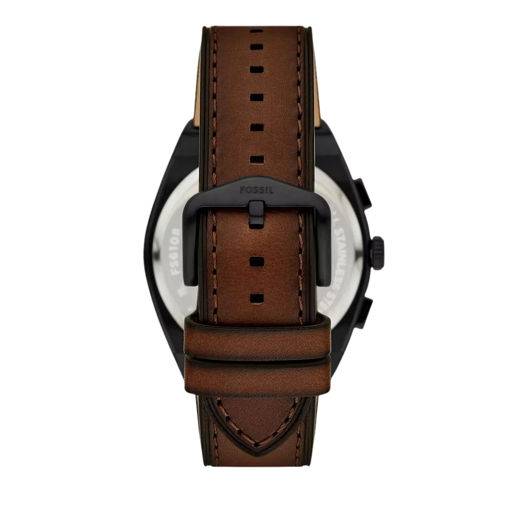 Fossil Everett Chronograph Black Dial Leather Strap Men's Watch FS6108 - Image 4
