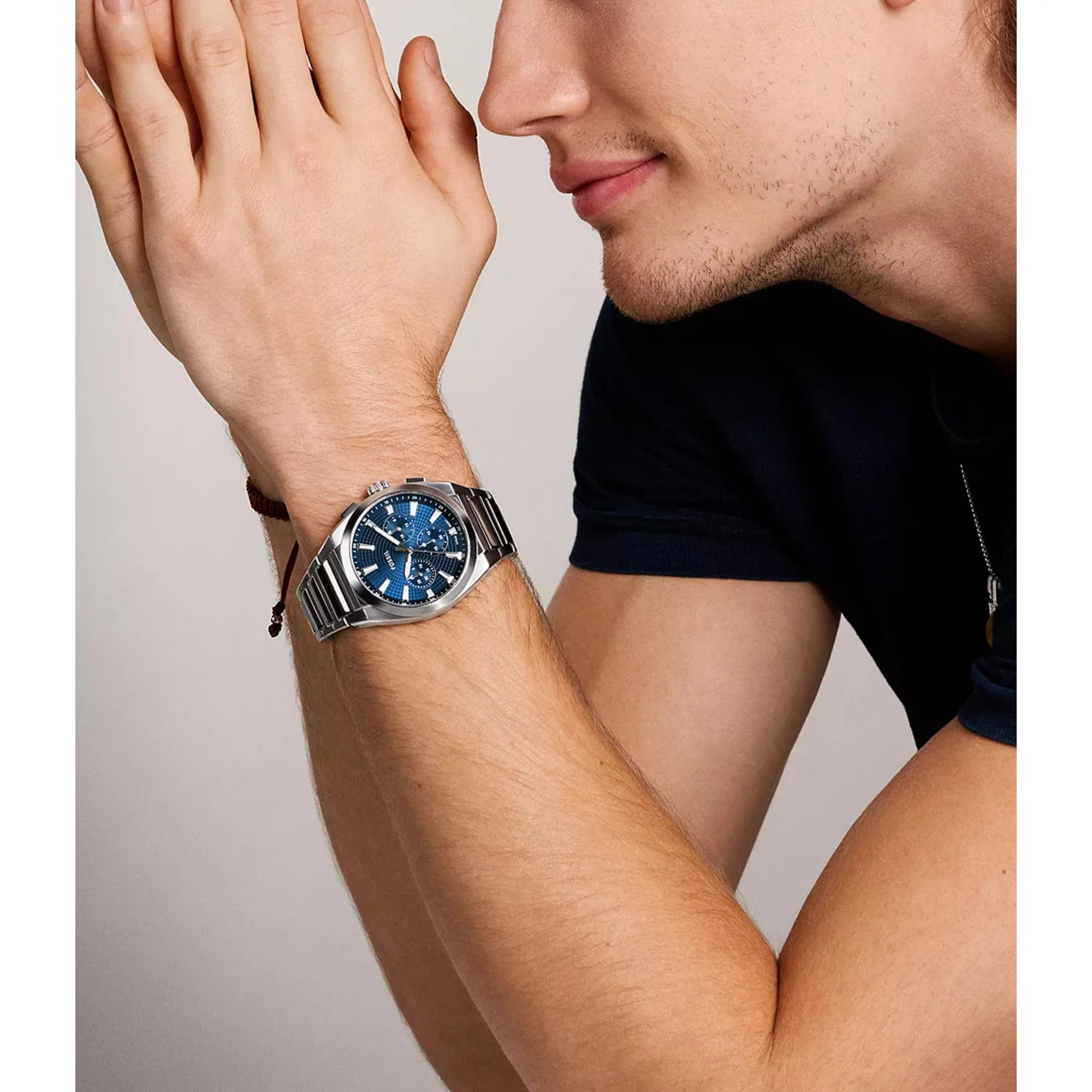 Fossil Everett Chronograph Blue Dial Stainless Steel Strap Men's Watch FS6104 - Image 9