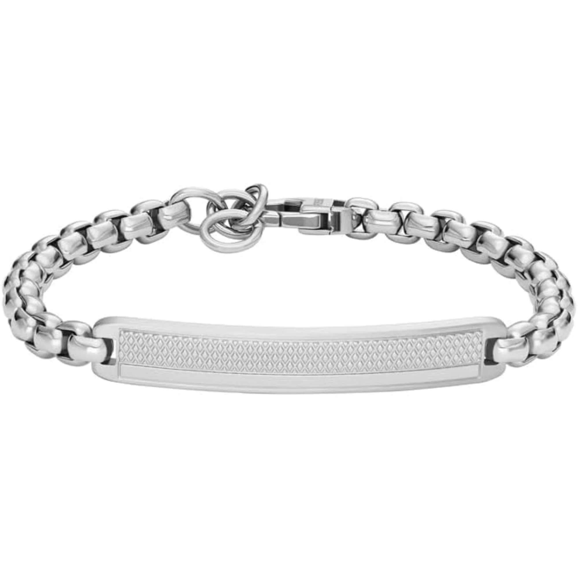 Fossil Knox Knurled Texture Stainless Steel ID Men's Bracelet JF04767040 - Image 6
