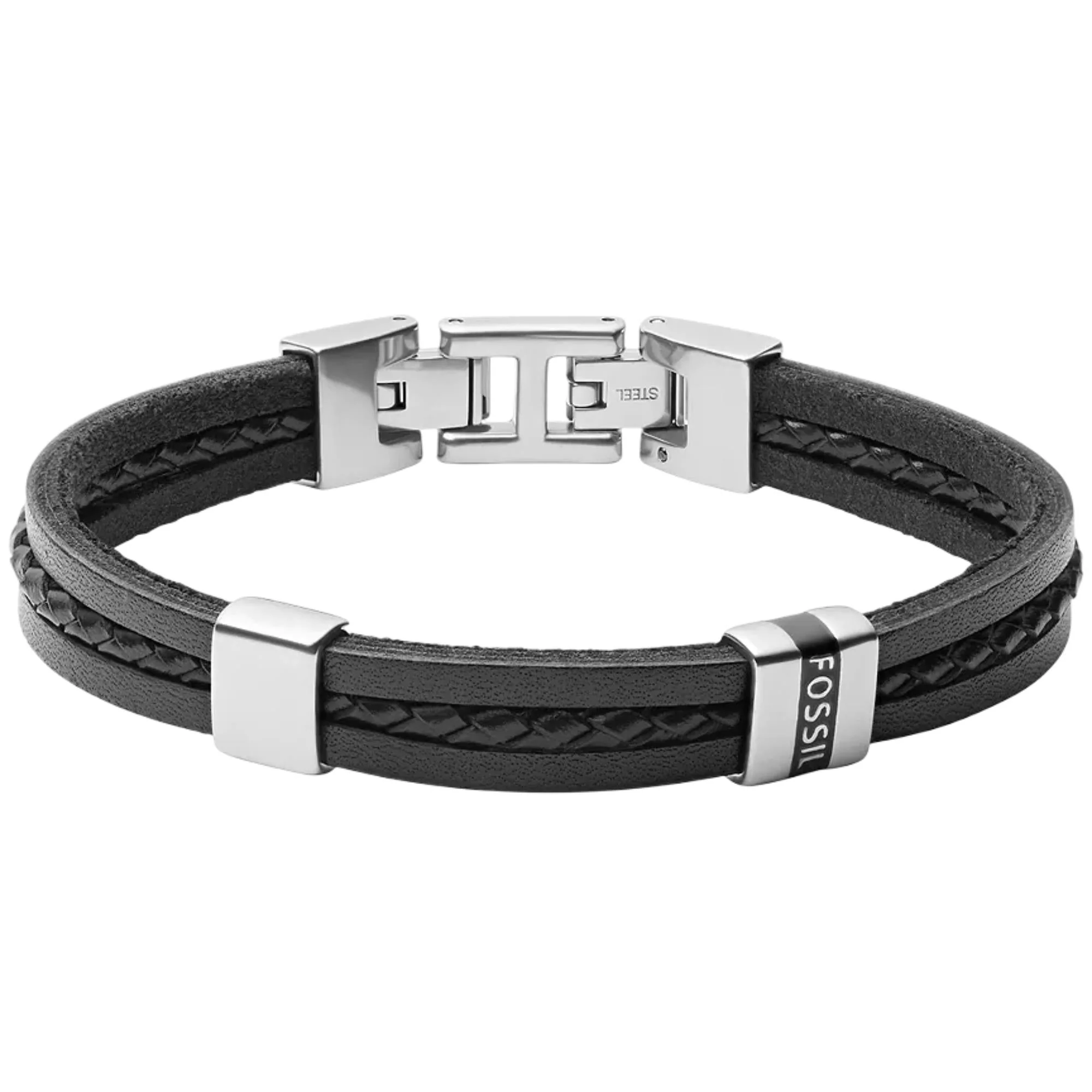Fossil Leather Essentials Black Multi-Strand Leather Bracelet JF03686040 - Image 4
