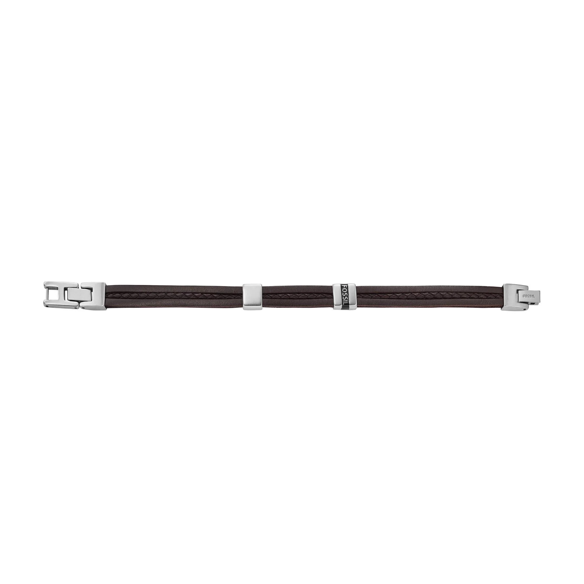 Fossil Leather Essentials Brown Leather Men's Bracelet JF04133040 - Image 3
