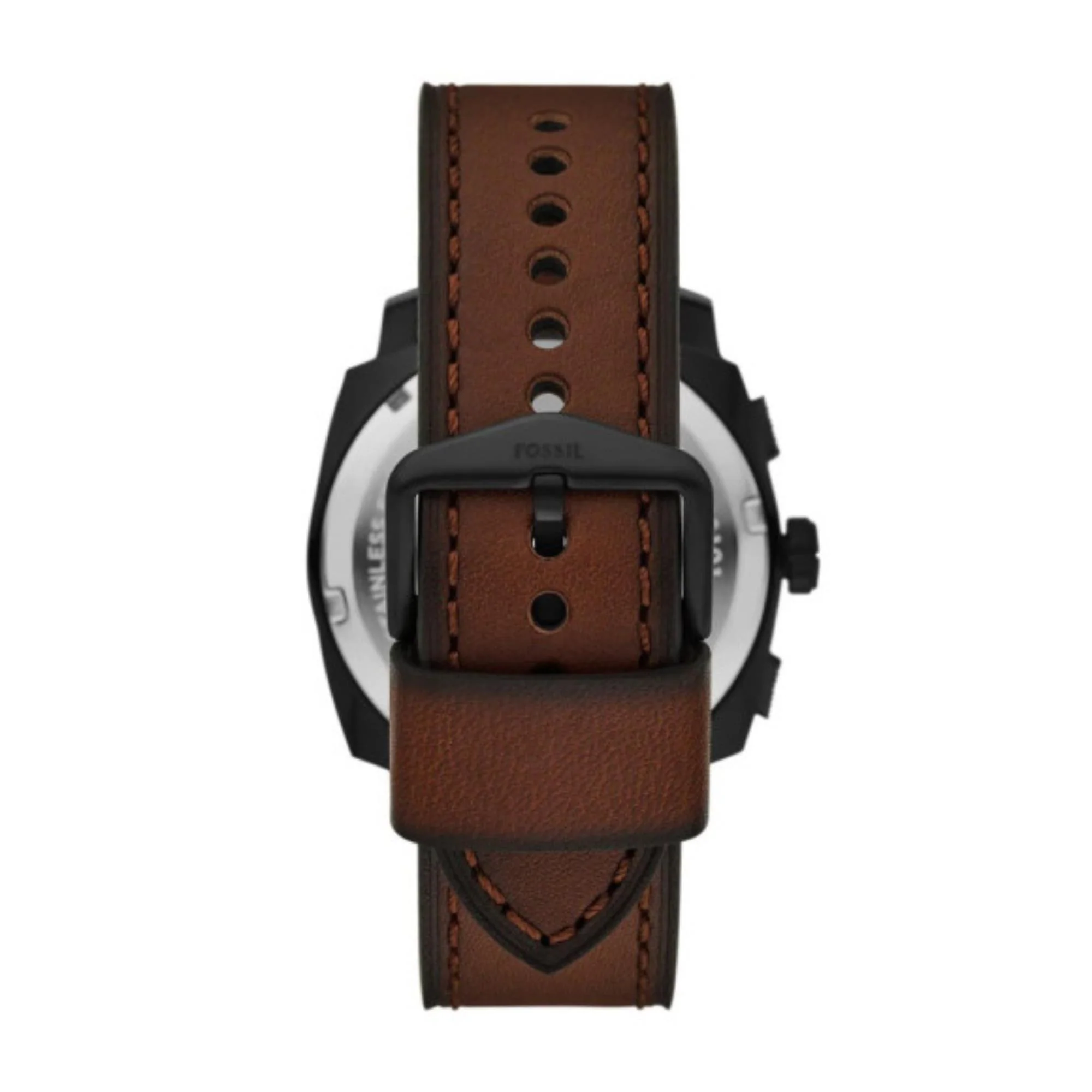 Fossil Machine Chronograph Black Dial Brown Leather Strap Men's Watch FS6101 - Image 3