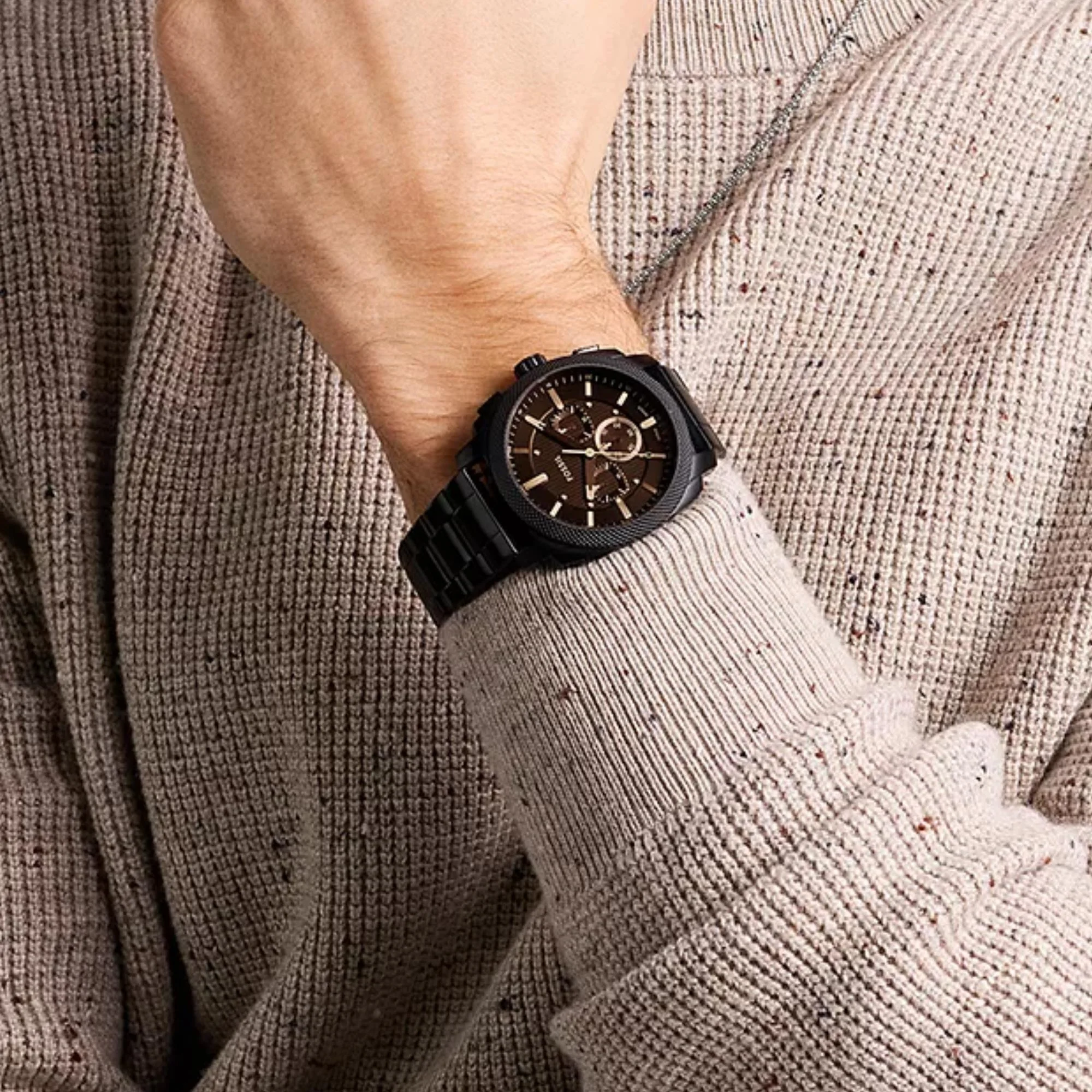 Fossil Machine Chronograph Black Dial Steel Strap Men's Watch FS6097 - Image 2