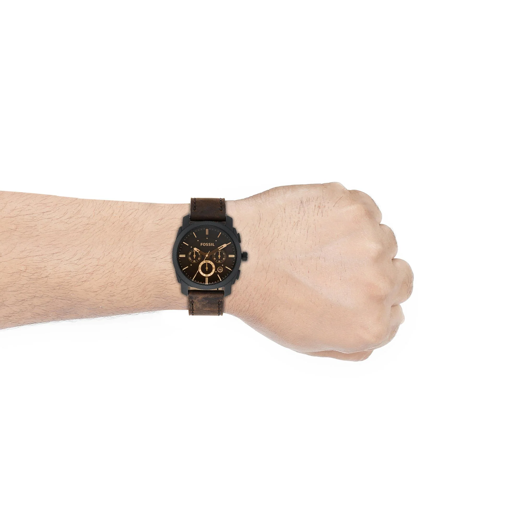 Fossil Machine Chronograph Black Dial Leather Strap Men’s Watch and Bracelet Box Set FS5251SET - Image 6