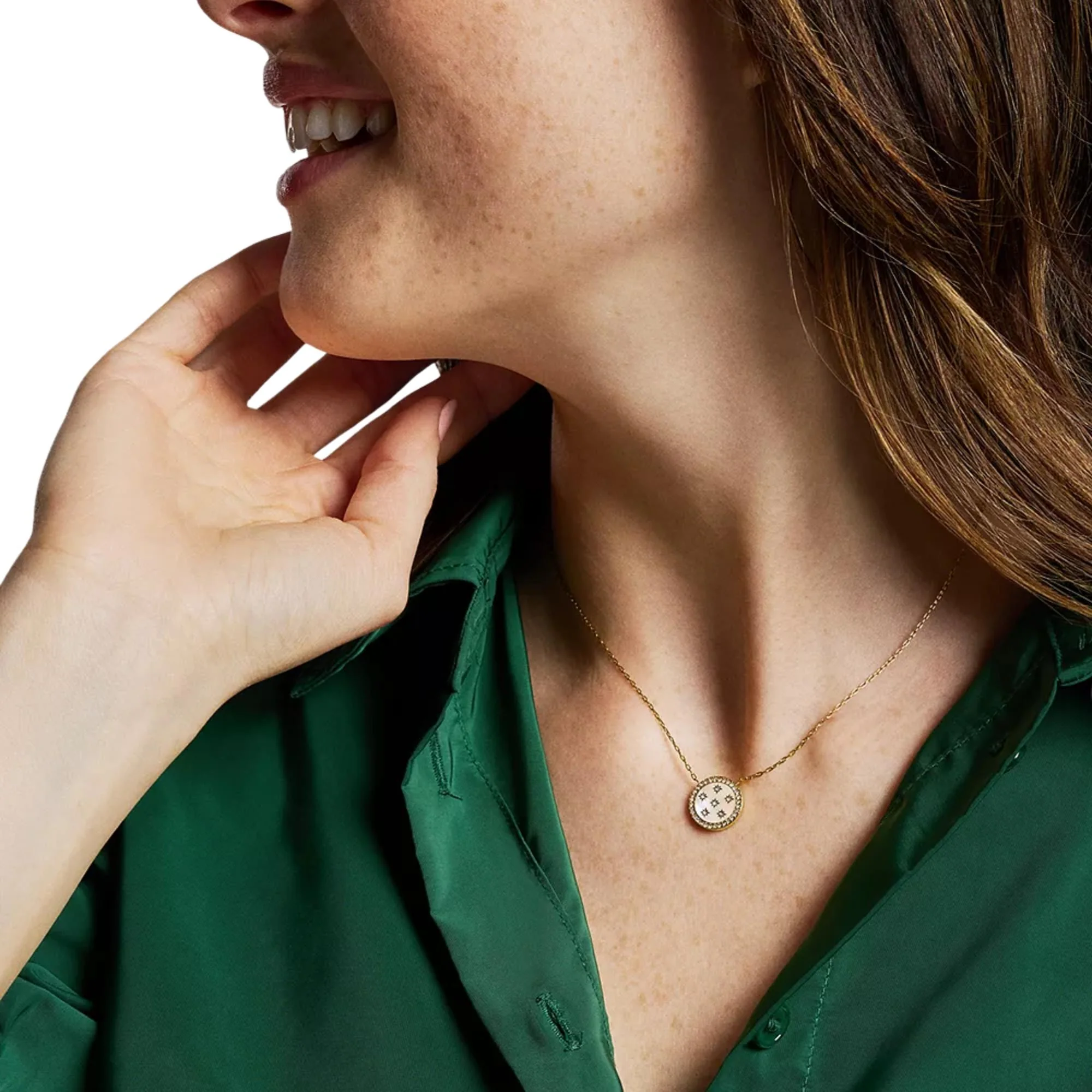 Fossil Merrit Classic Mother-of-Pearl Gold-Tone Stainless Steel Pendant Women's Necklace JF04865710 - Image 2