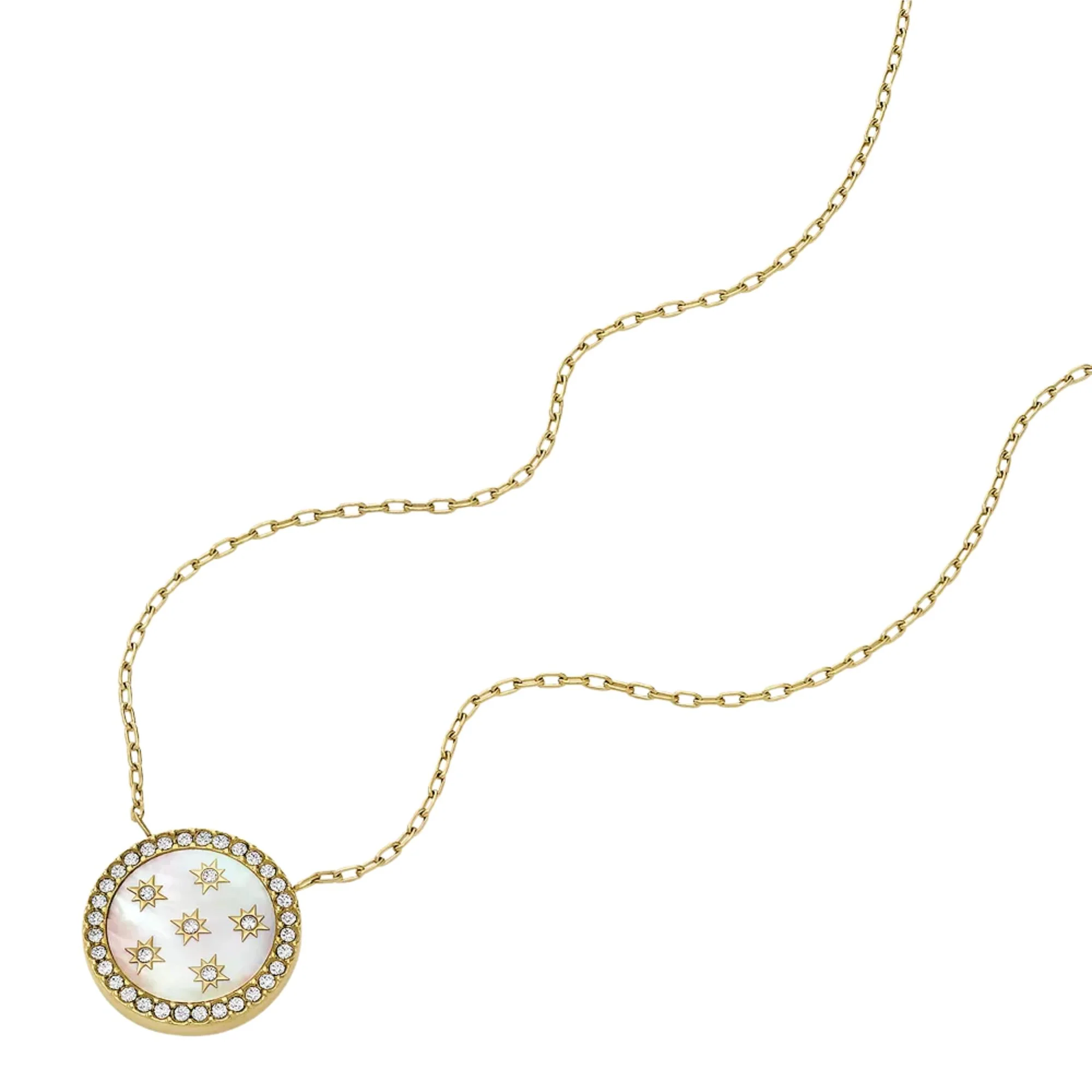 Fossil Merrit Classic Mother-of-Pearl Gold-Tone Stainless Steel Pendant Women's Necklace JF04865710 - Image 3