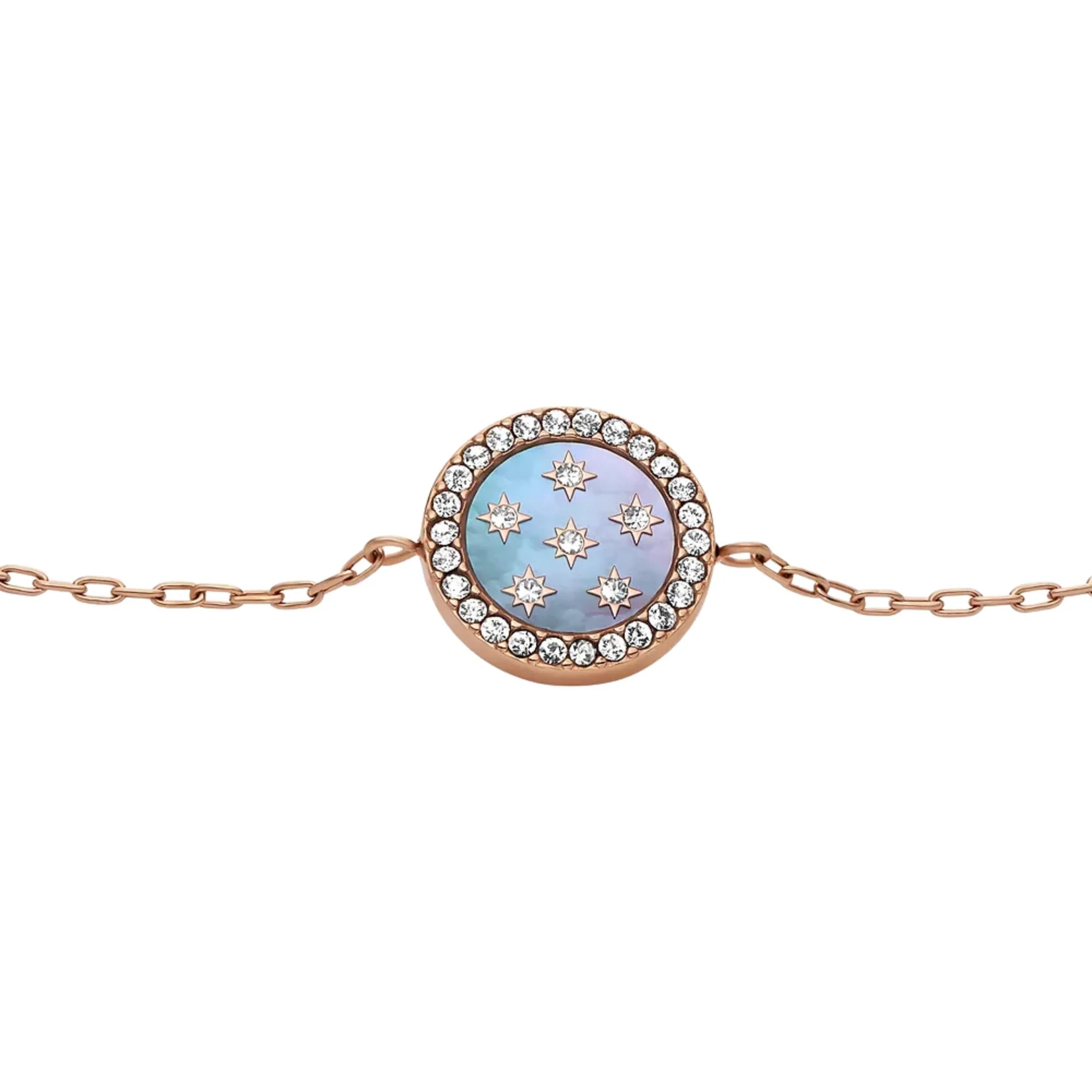 Fossil Merrit Classic Mother-of-Pearl Rose Gold-Tone Stainless Steel Station Women's Bracelet JF04937791 - Image 4