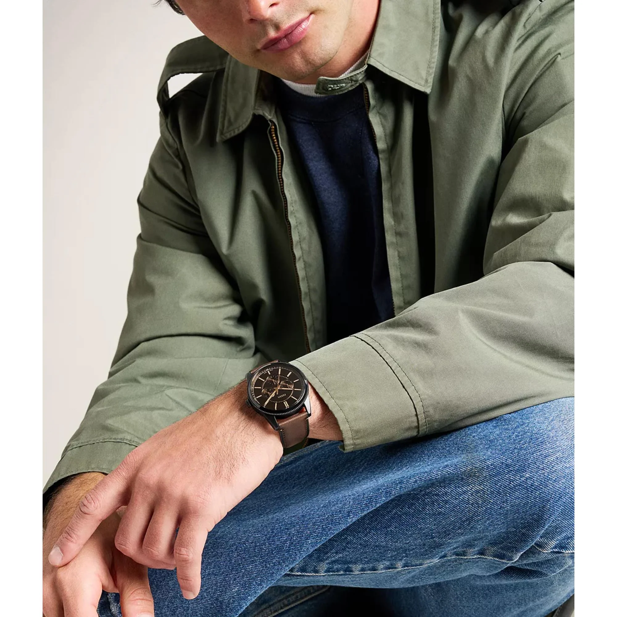Fossil Pearson Quartz Chronograph Black Dial Leather Strap Men's Watch FS6138 - Image 2