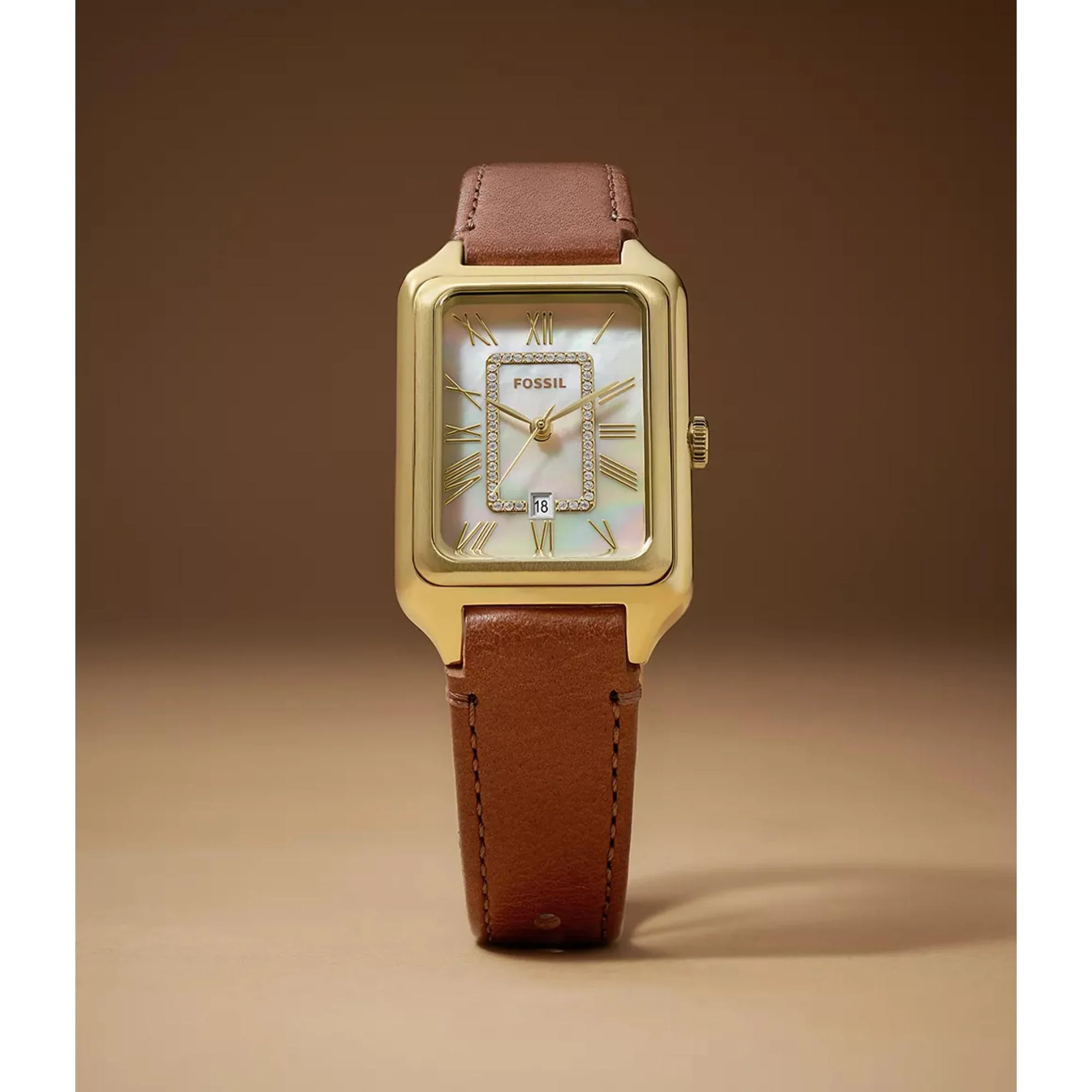 Fossil Raquel Date Medium Brown Leather White Mother of Pearl Dial Women’s Watch ES5307 - Image 10