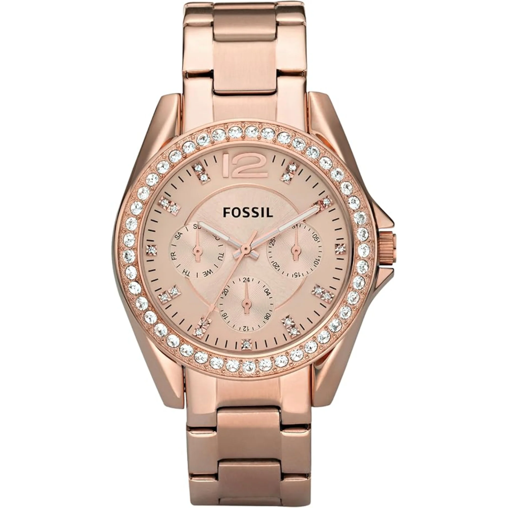 Fossil Riley Multifunction Rose Gold-Tone Stainless Steel Strap Rose Gold Dial Women’s Watch ES2811