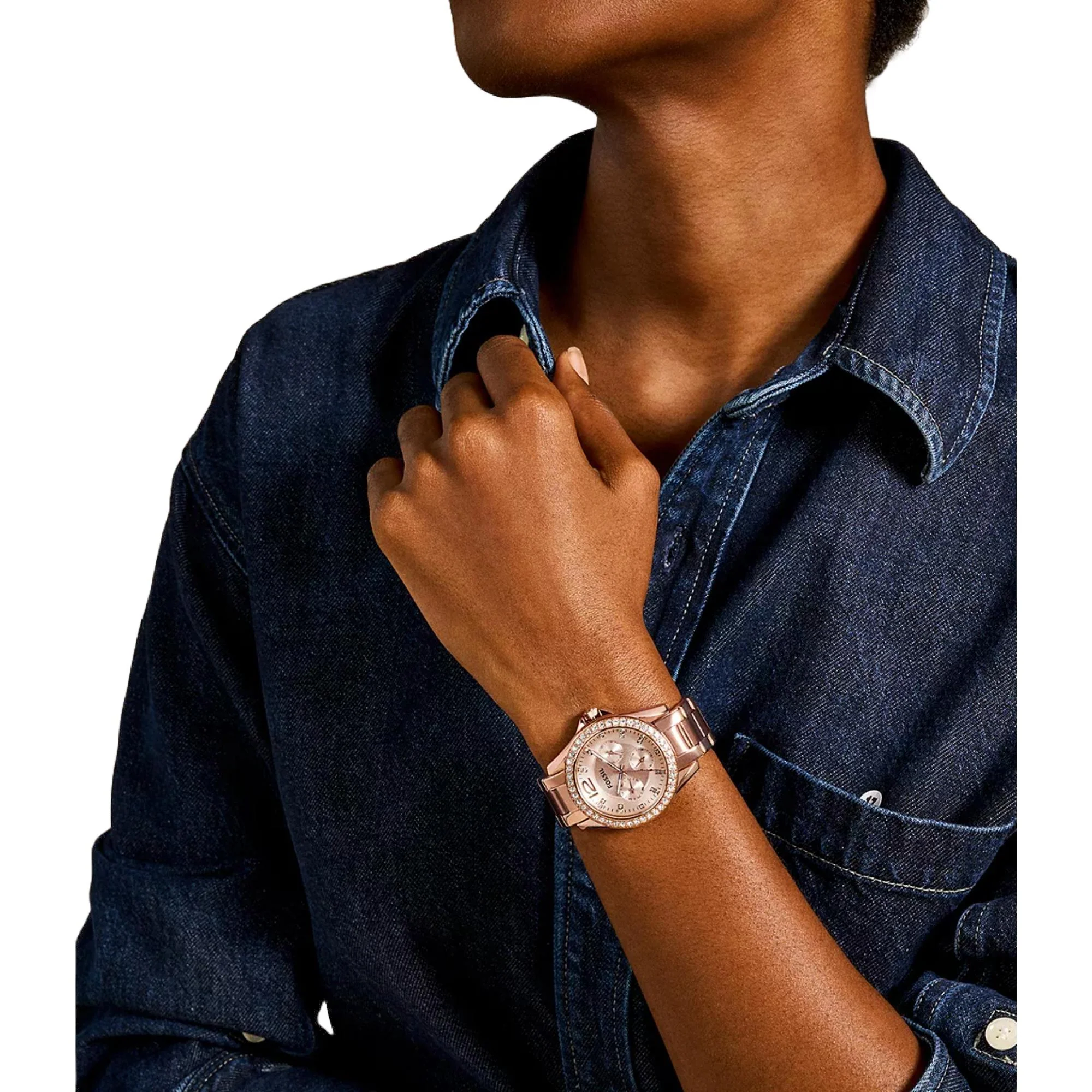 Fossil Riley Multifunction Rose Gold-Tone Stainless Steel Strap Rose Gold Dial Women’s Watch ES2811 - Image 5