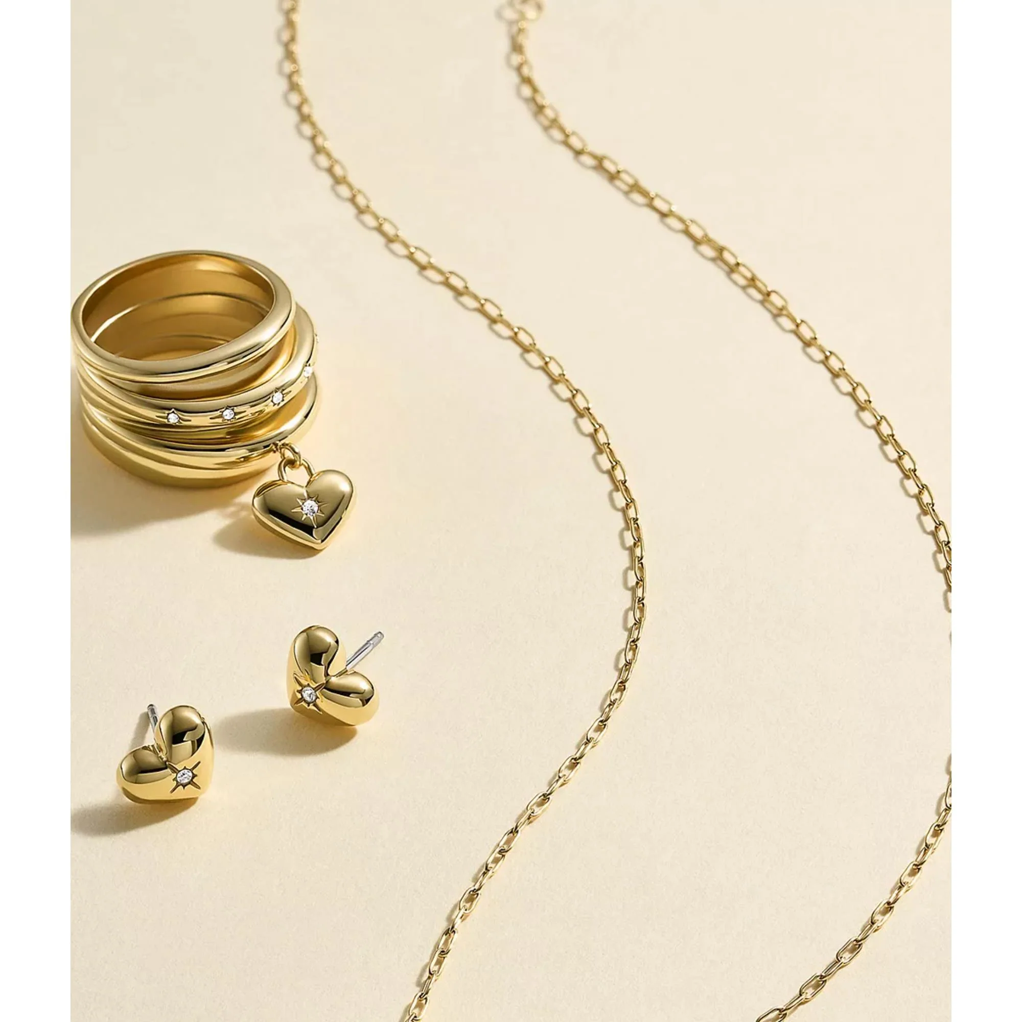Fossil Sadie All My Love Gold-Tone Stainless Steel Heart Stud Ladies Earrings JF04832710 - Image 6