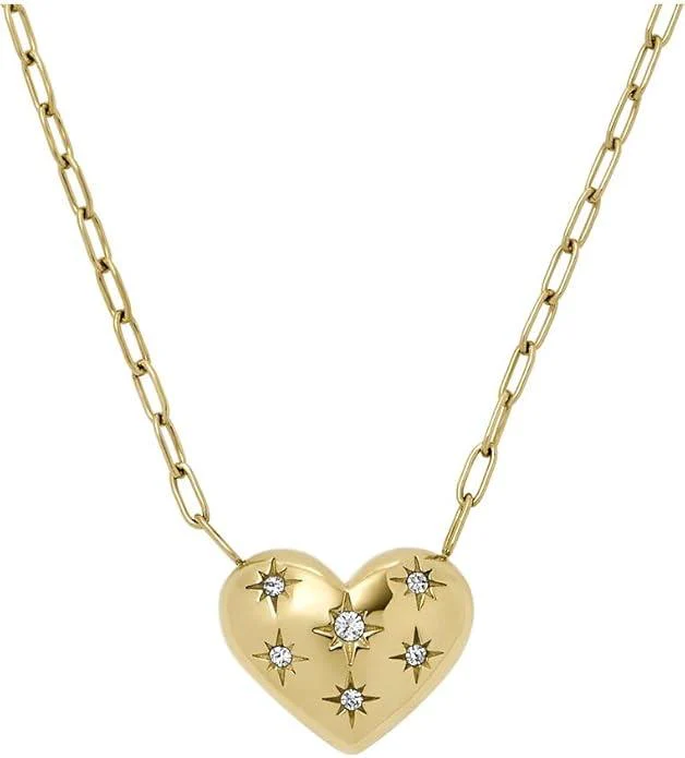 Fossil Sadie All My Love Gold-Tone Steel Heart Pendant Necklace JF04856710