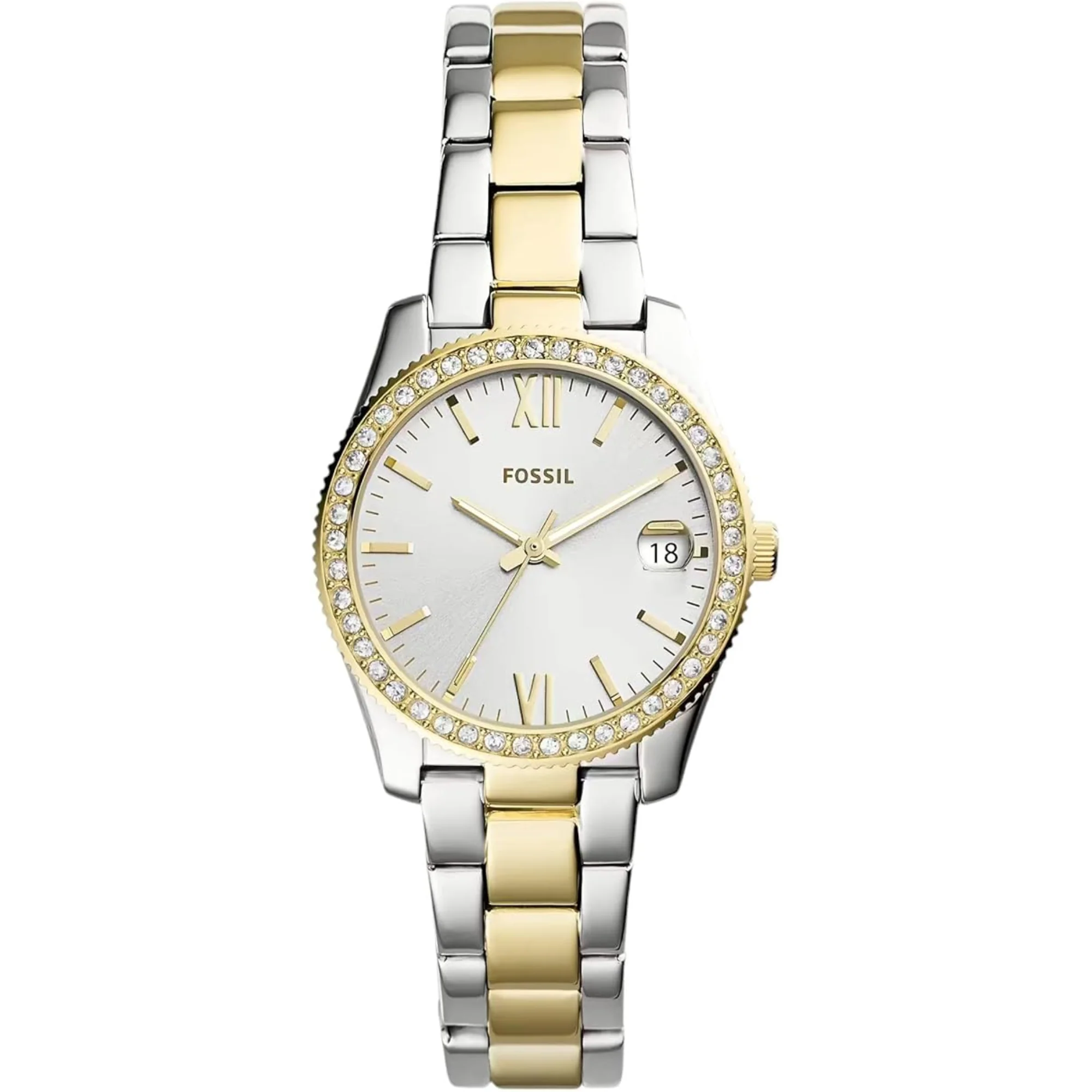 Fossil Scarlette Mini Two-Tone Stainless Steel Bracelet Gold Dial Women's Watch ES4319