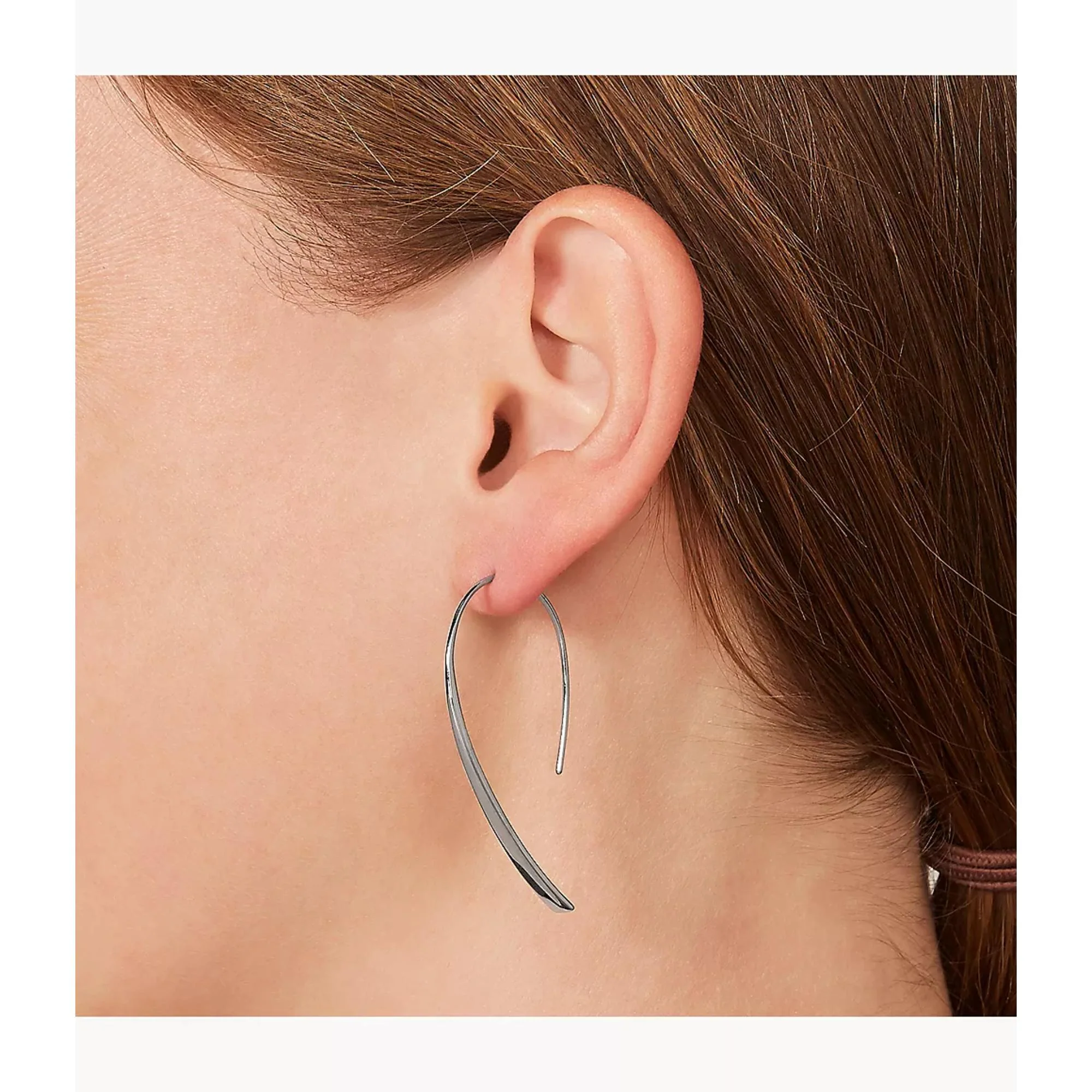 Fossil Stainless Steel Bevel Hoop Women’s Earrings JF01702040 - Image 4