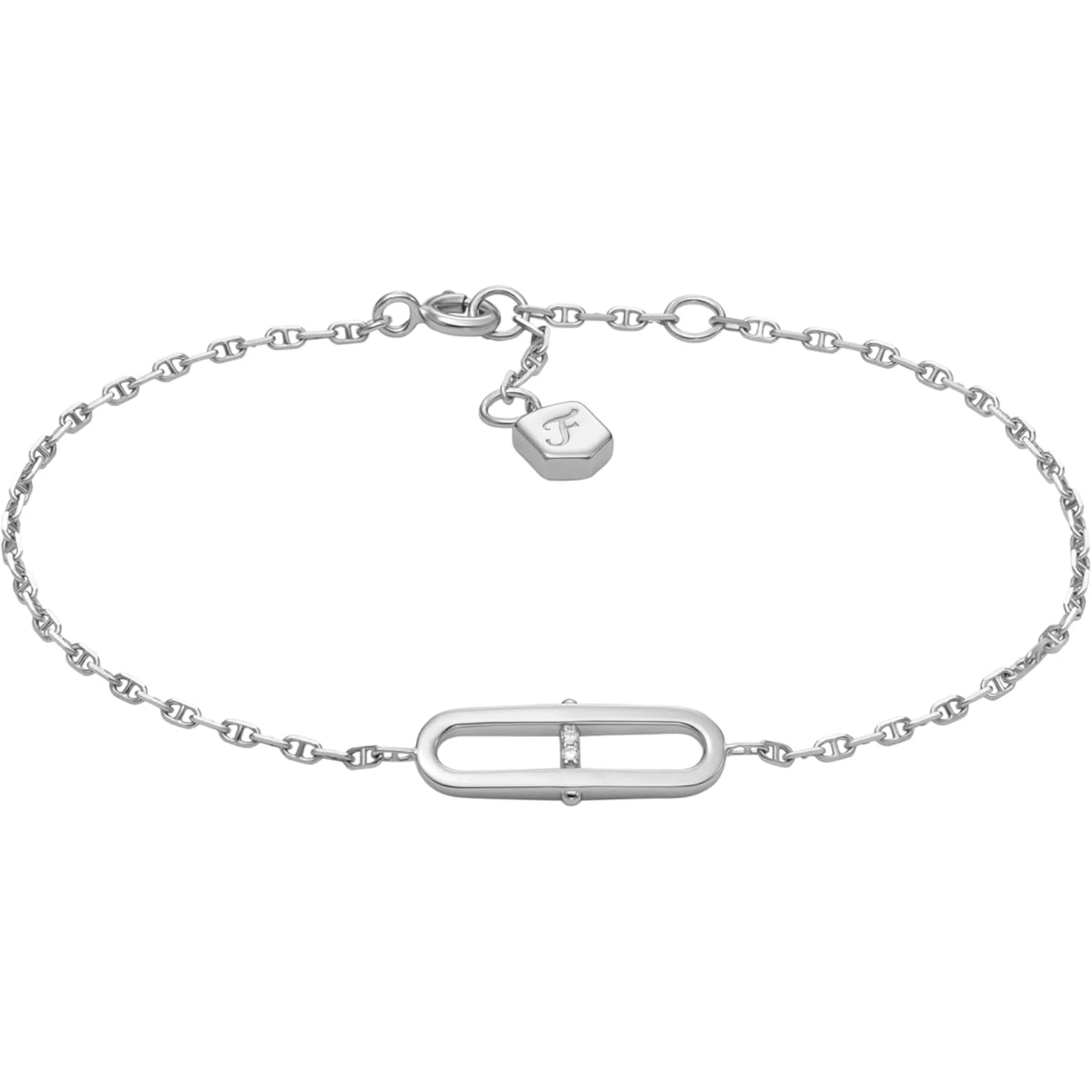 Fossil Sterling Heritage Sterling Silver Station Women's Bracelet JFS00637040 - Image 7