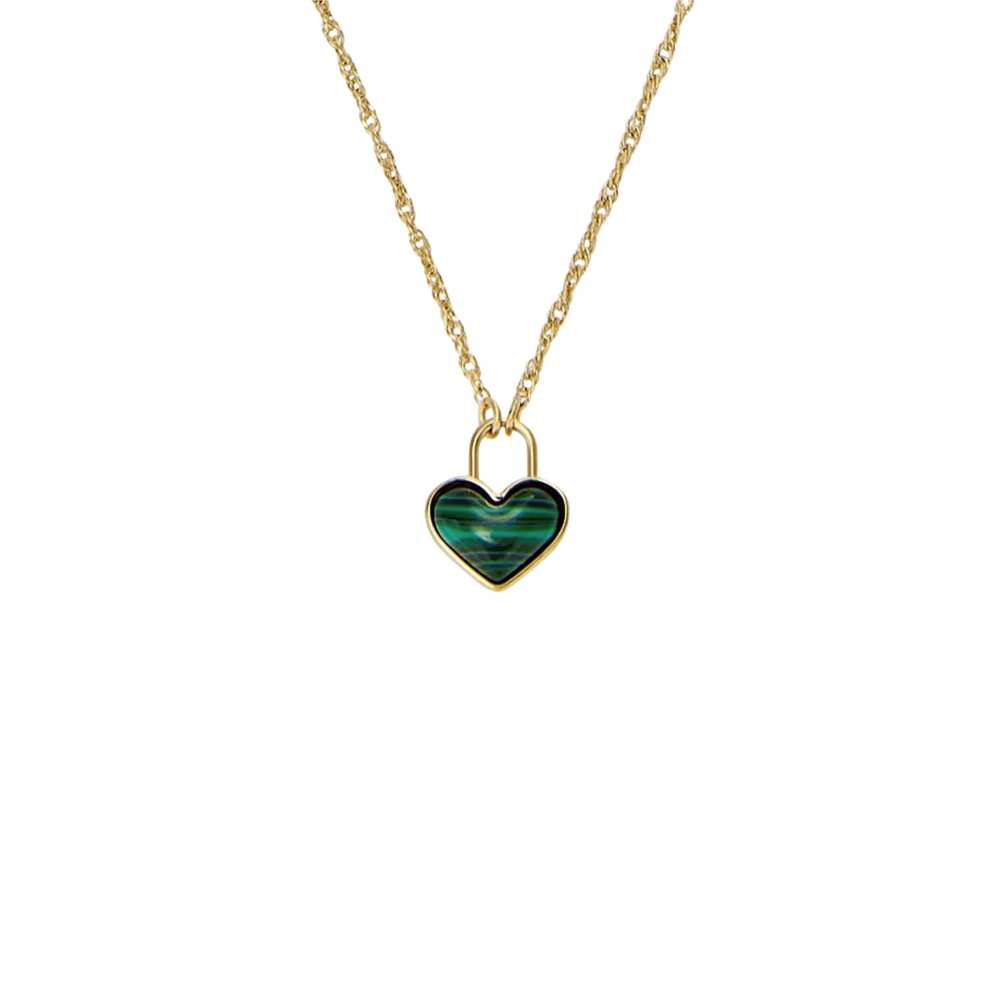 Fossil Sutton Modern Meadows Reconstituted Malachite Heart Pendant Women's Necklace JF04857710