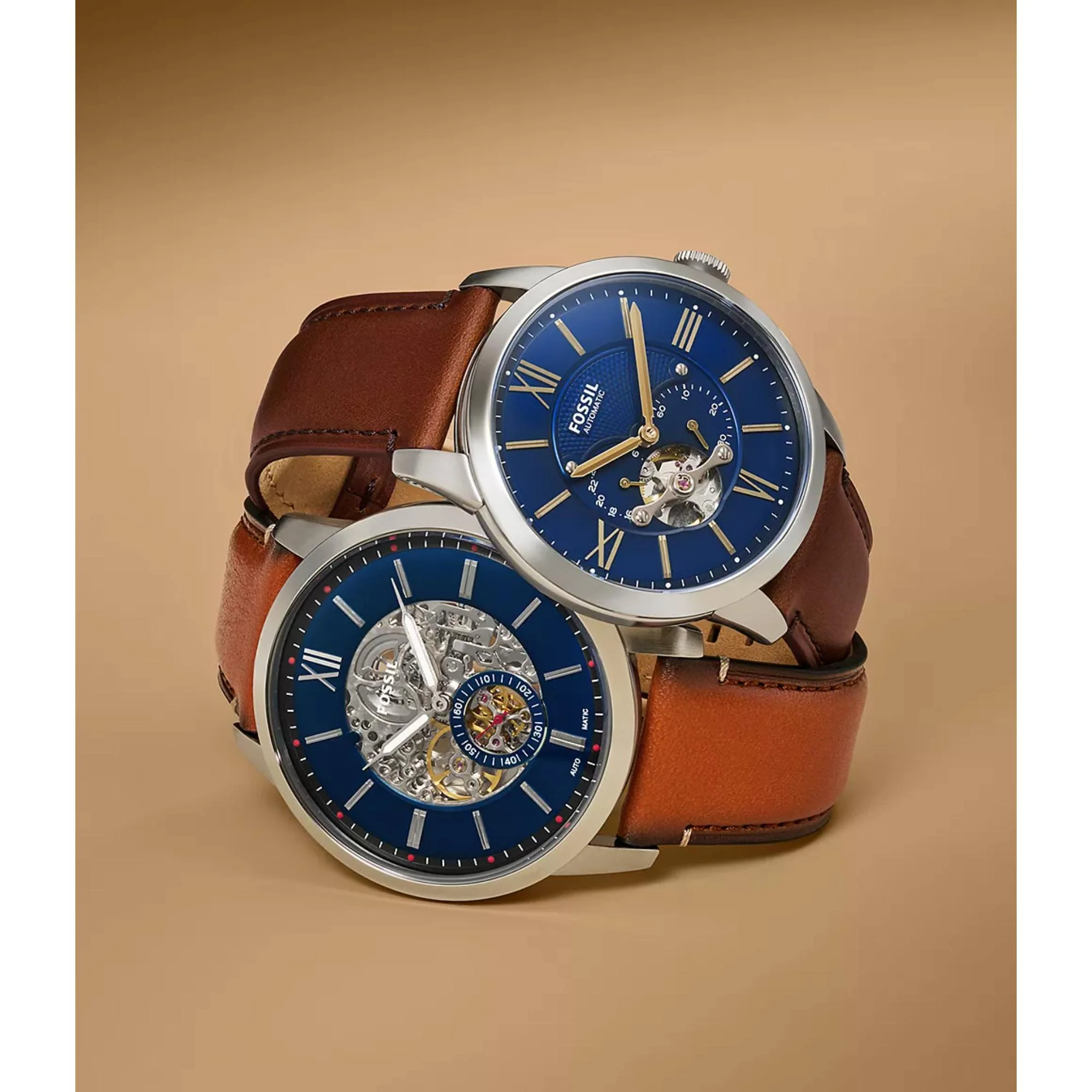 Fossil Townsman Automatic Brown Leather Blue Dial Men’s Watch ME3110 - Image 10