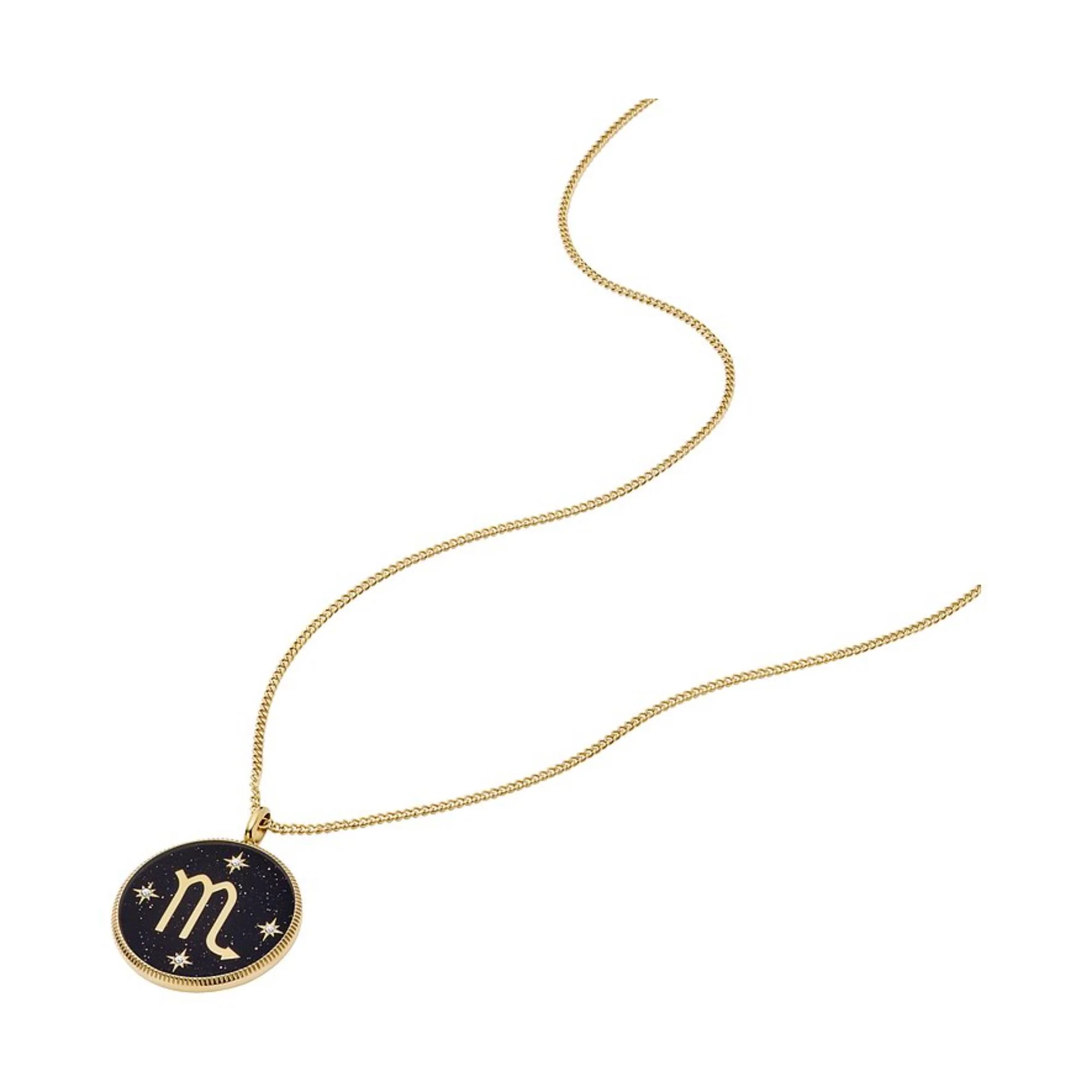 Fossil Written in the Stars Gold-Tone Stainless Steel Black Sandstone Scorpio Pendant Ladies Necklace JF04845710 - Image 3