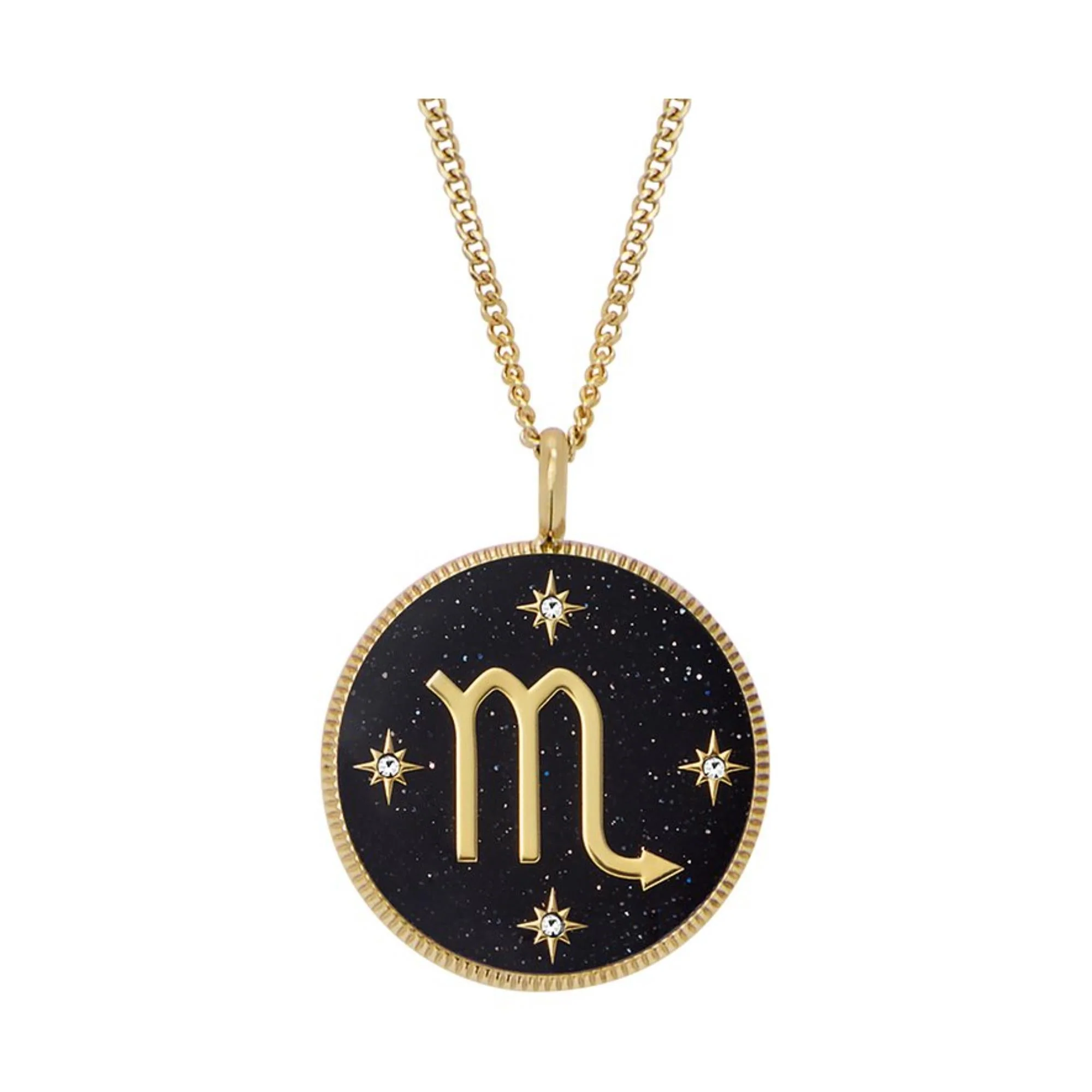 Fossil Written in the Stars Gold-Tone Stainless Steel Black Sandstone Scorpio Pendant Ladies Necklace JF04845710 - Image 6