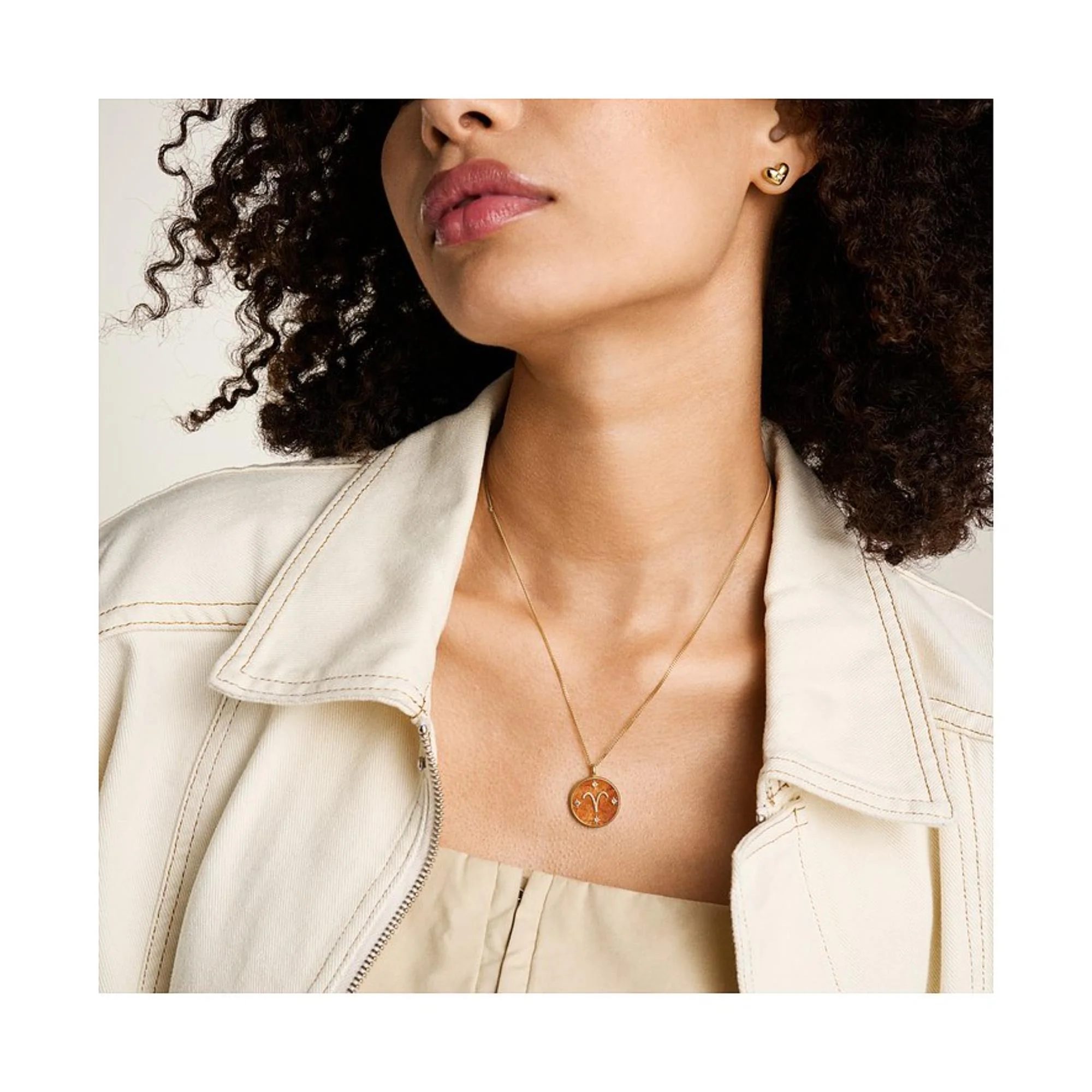 Fossil Written in the Stars Gold-Tone Stainless Steel Red Carnelian Aries Pendant Ladies Necklace JF04838710 - Image 2
