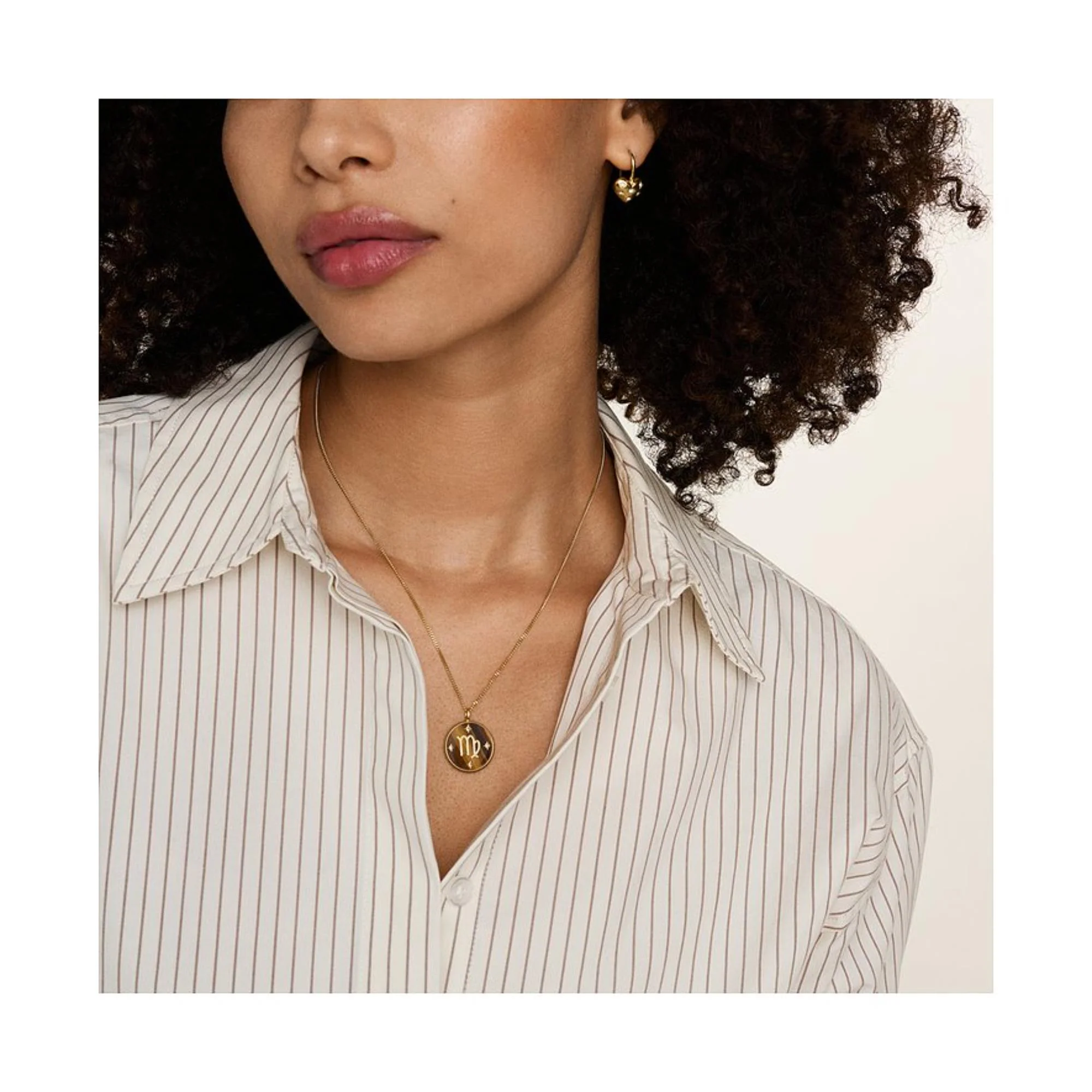 Fossil Written in the Stars Tiger's Eye Virgo Pendant Ladies Necklace JF04843710 - Image 2
