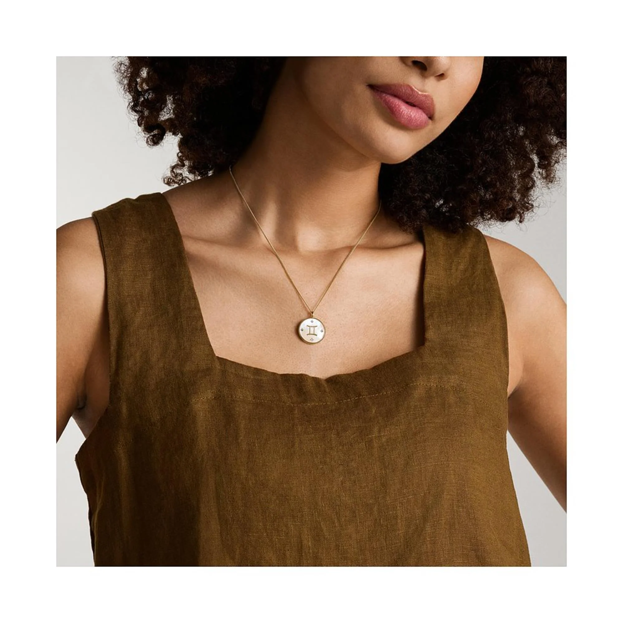 Fossil Written in the Stars Gold-Tone Stainless Steel White Mother-of-Pearl Gemini Pendant Ladies Necklace JF04840710 - Image 2