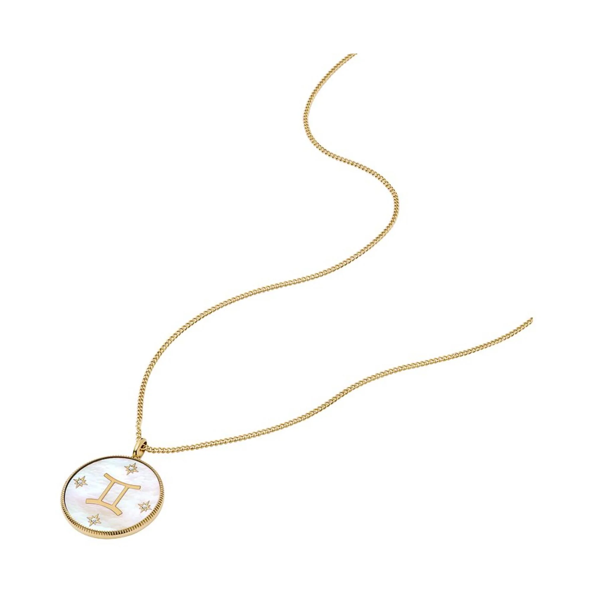 Fossil Written in the Stars Gold-Tone Stainless Steel White Mother-of-Pearl Gemini Pendant Ladies Necklace JF04840710 - Image 3