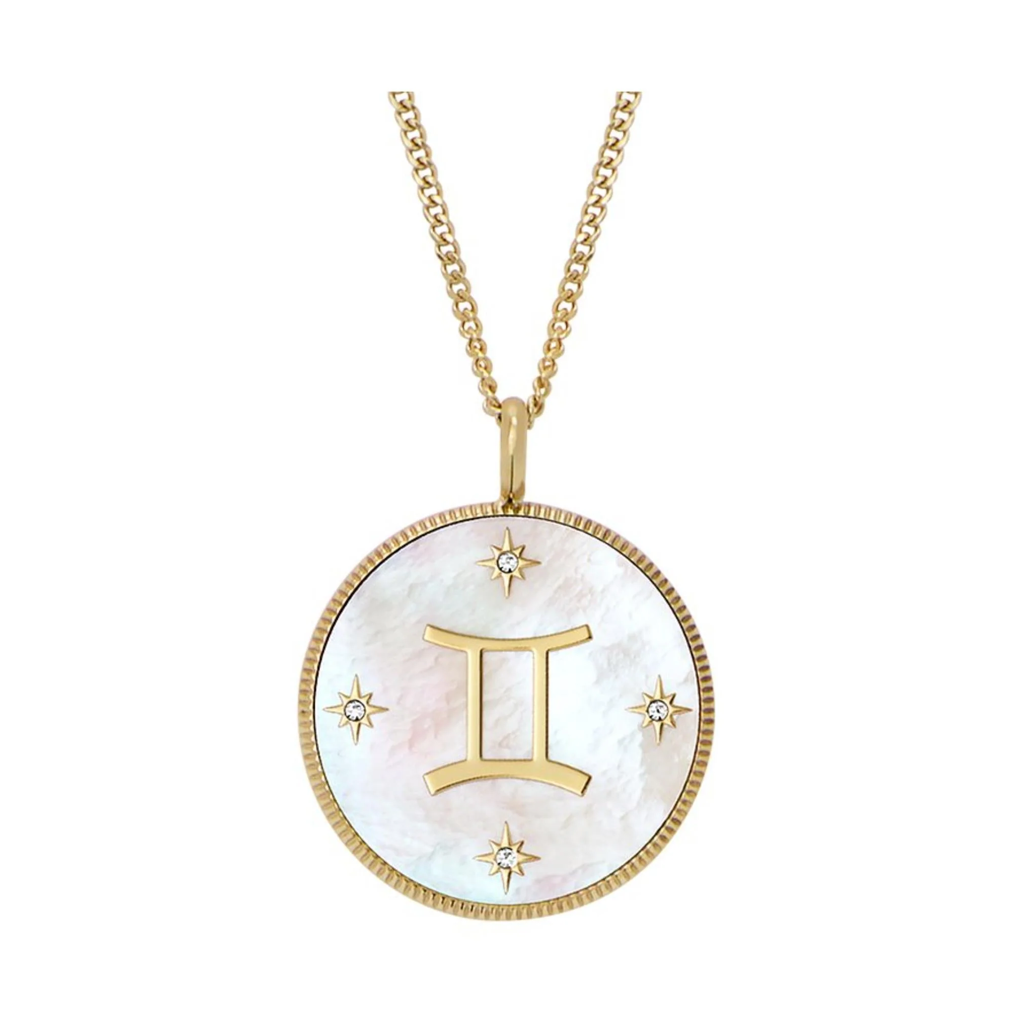 Fossil Written in the Stars Gold-Tone Stainless Steel White Mother-of-Pearl Gemini Pendant Ladies Necklace JF04840710 - Image 7