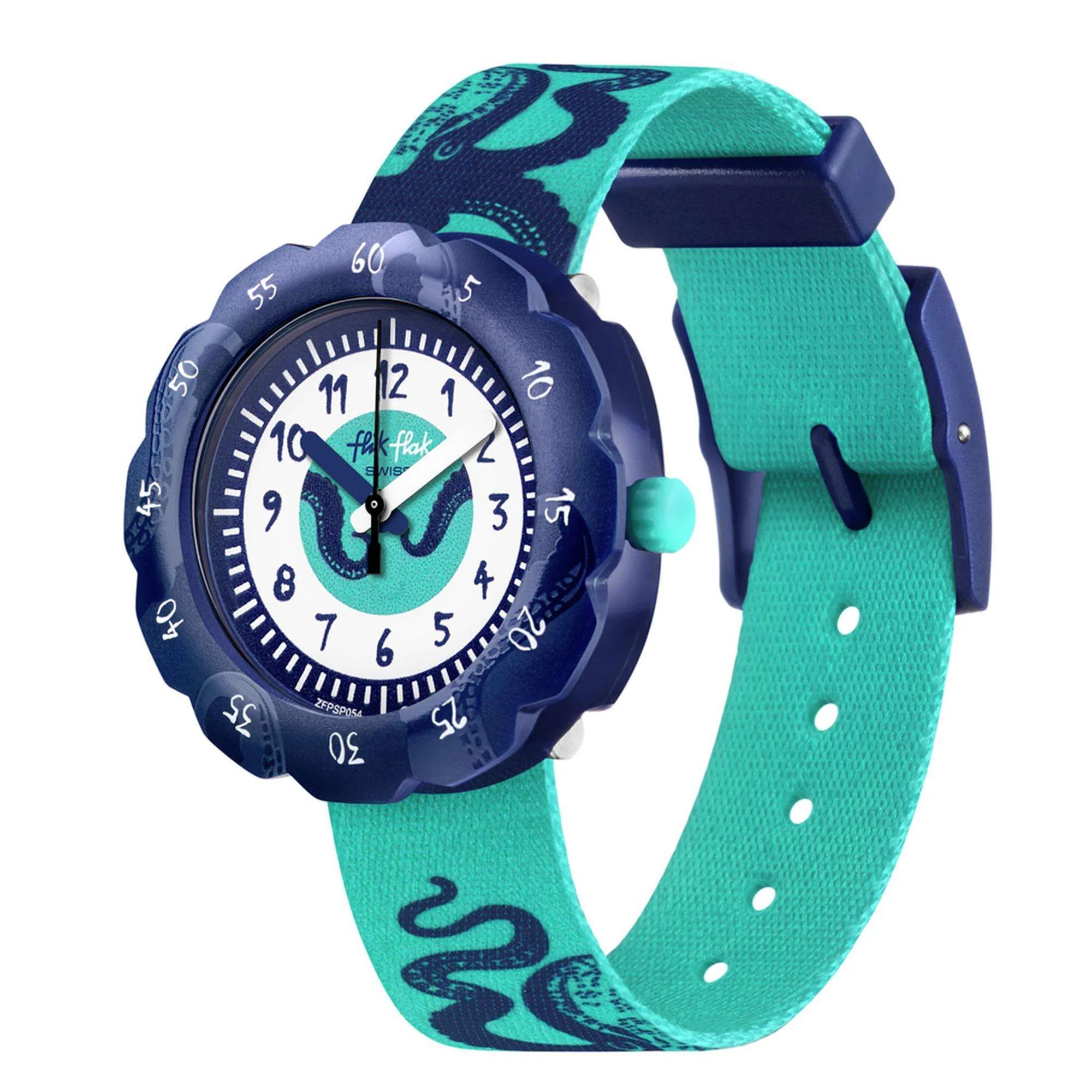 Flik Flak Rocktopus Quartz White Dial Green PET Recycled Strap Kids Watch FPSP054 - Image 4