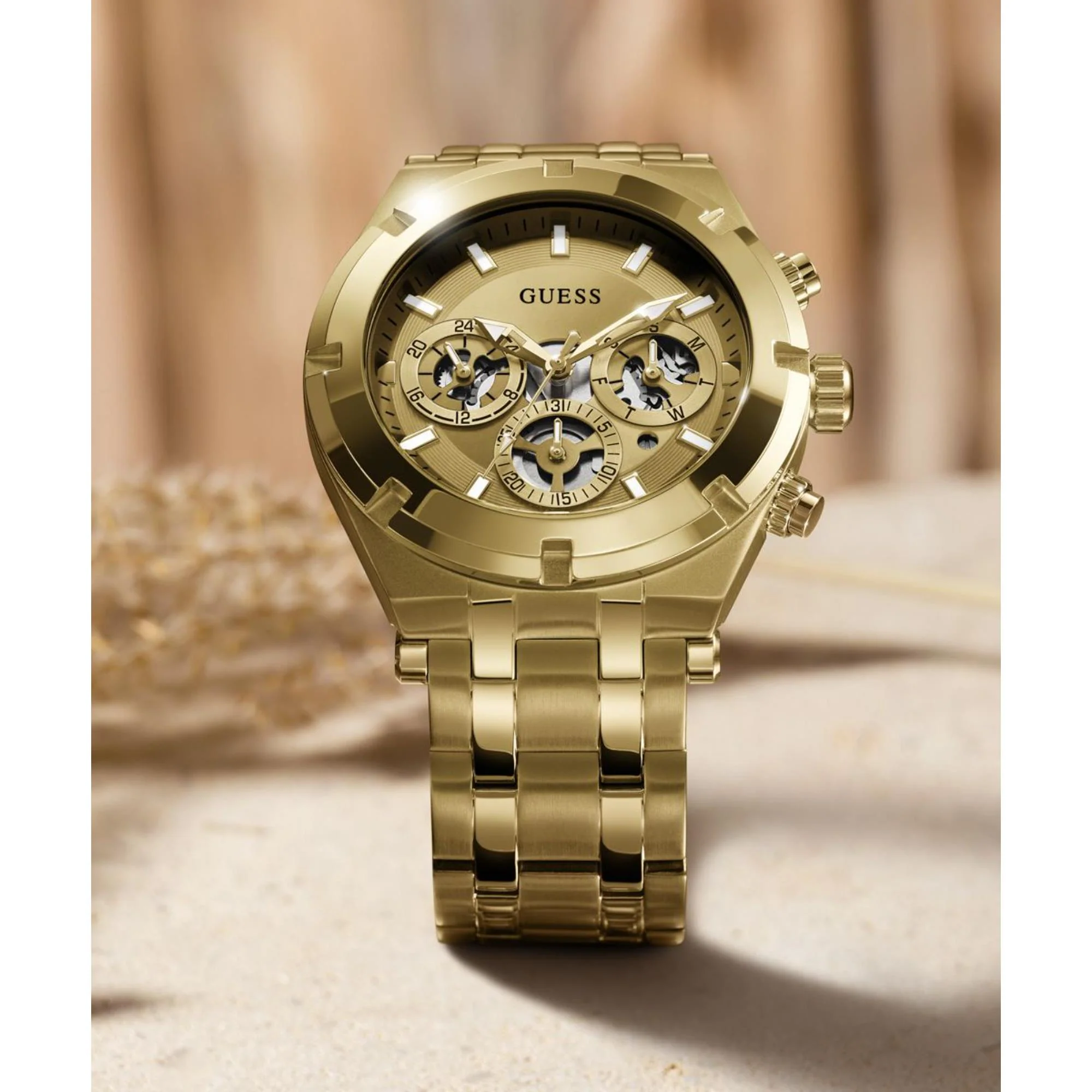 Guess Continental Champagne Dial Stainless Steel Strap Men's Watch GW0260G4 - Image 4