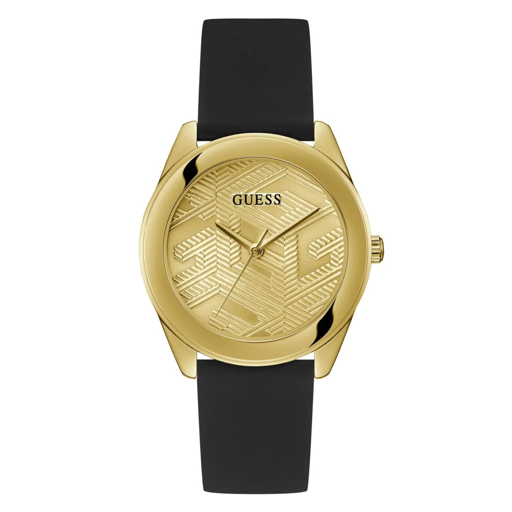 Guess Cubed Champagne Dial Silicone Strap Women's Watch GW0665L1 - Image 9